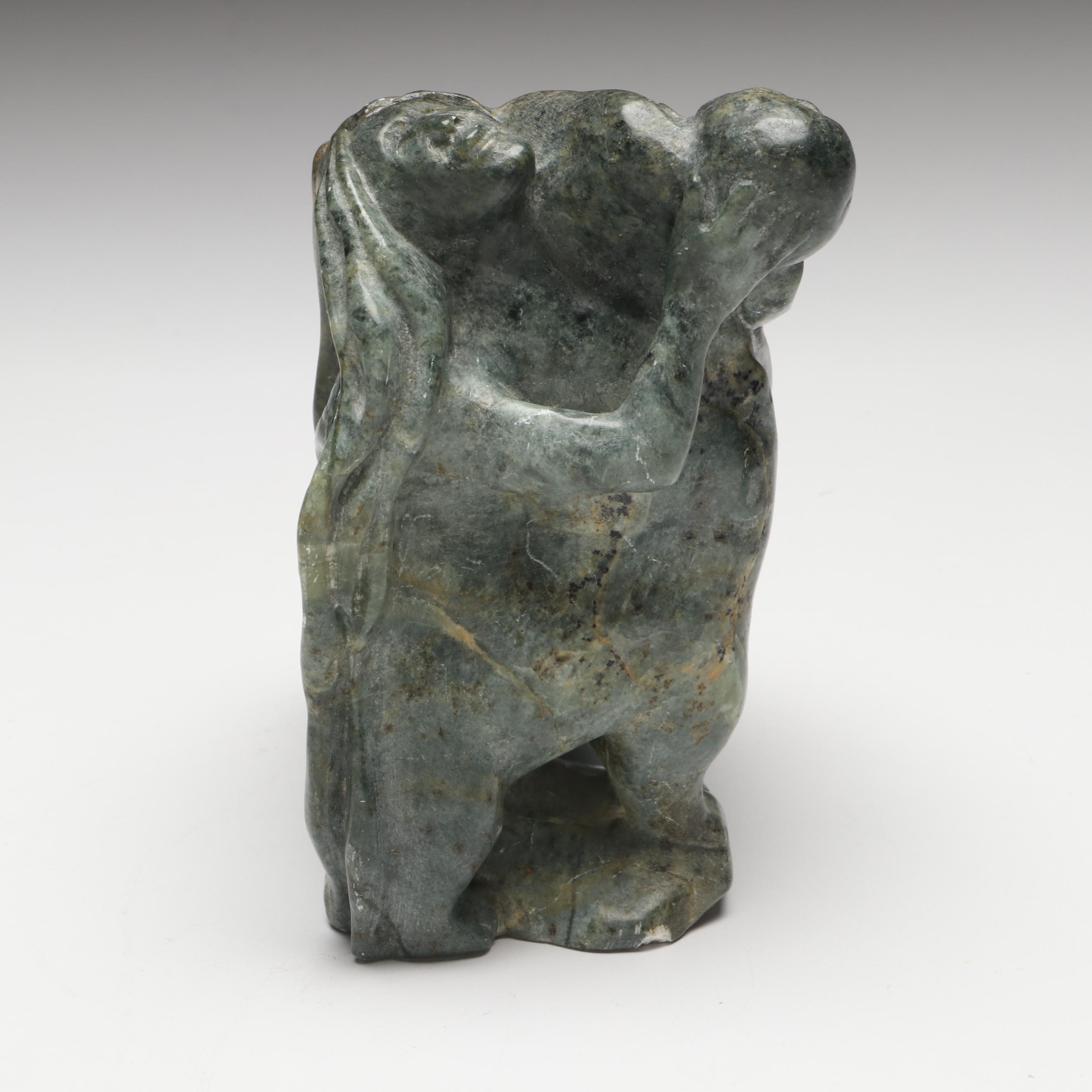 Eli Nasogaluak Inuit Carved Soapstone Sculpture