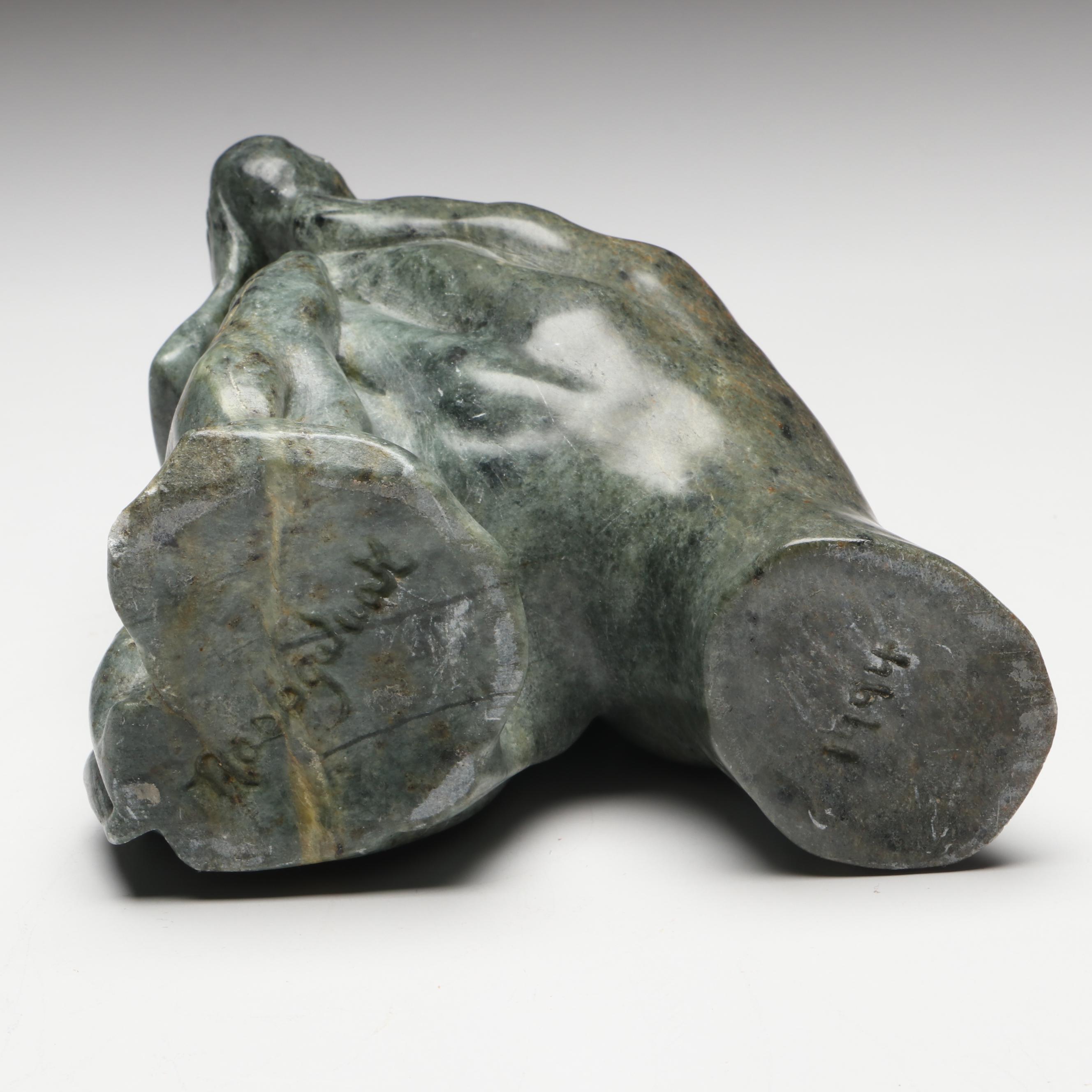 Eli Nasogaluak Inuit Carved Soapstone Sculpture