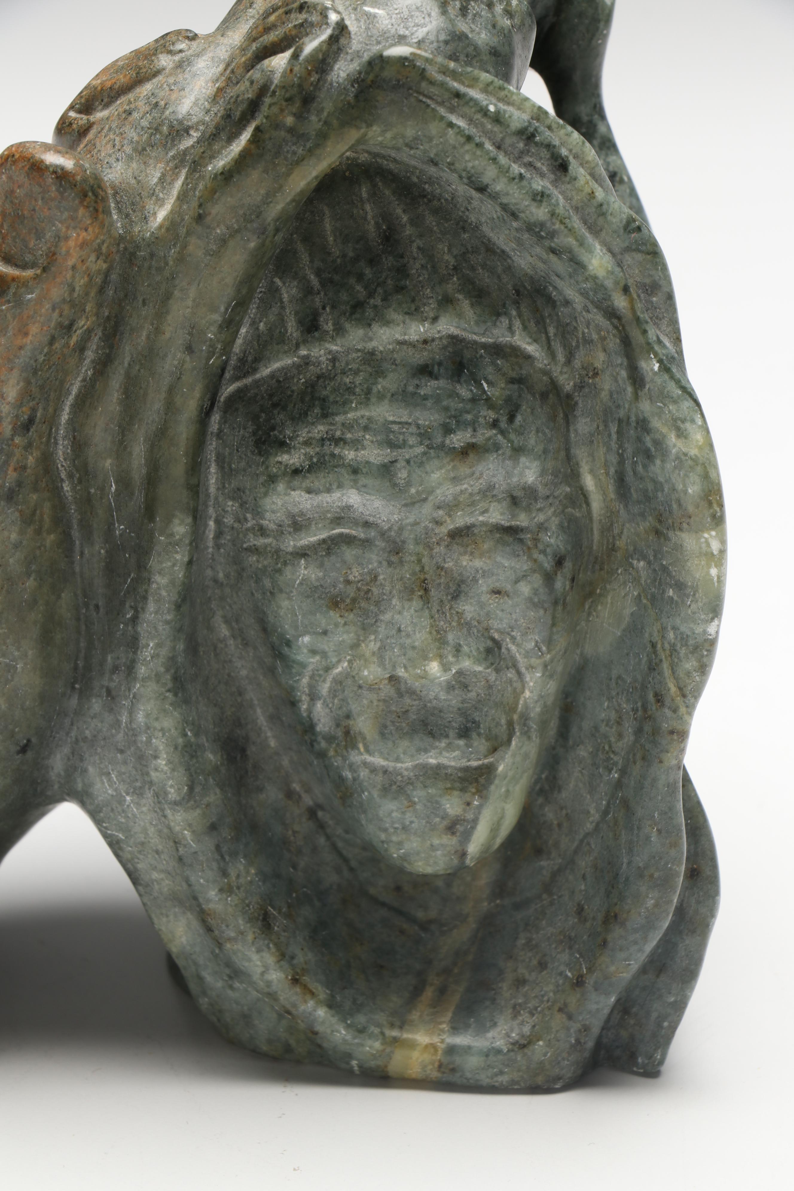 Eli Nasogaluak Inuit Carved Soapstone Sculpture