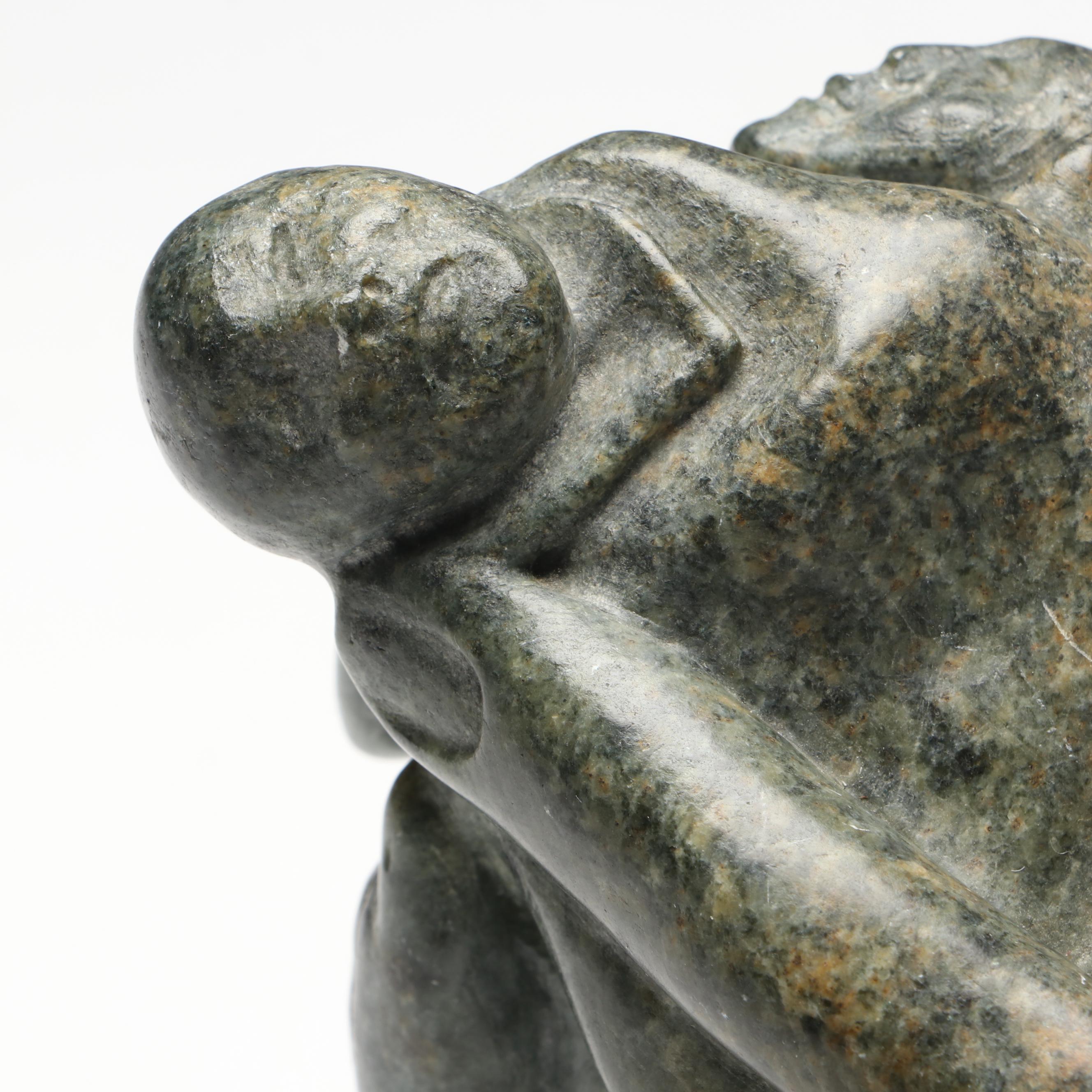 Eli Nasogaluak Inuit Carved Soapstone Sculpture