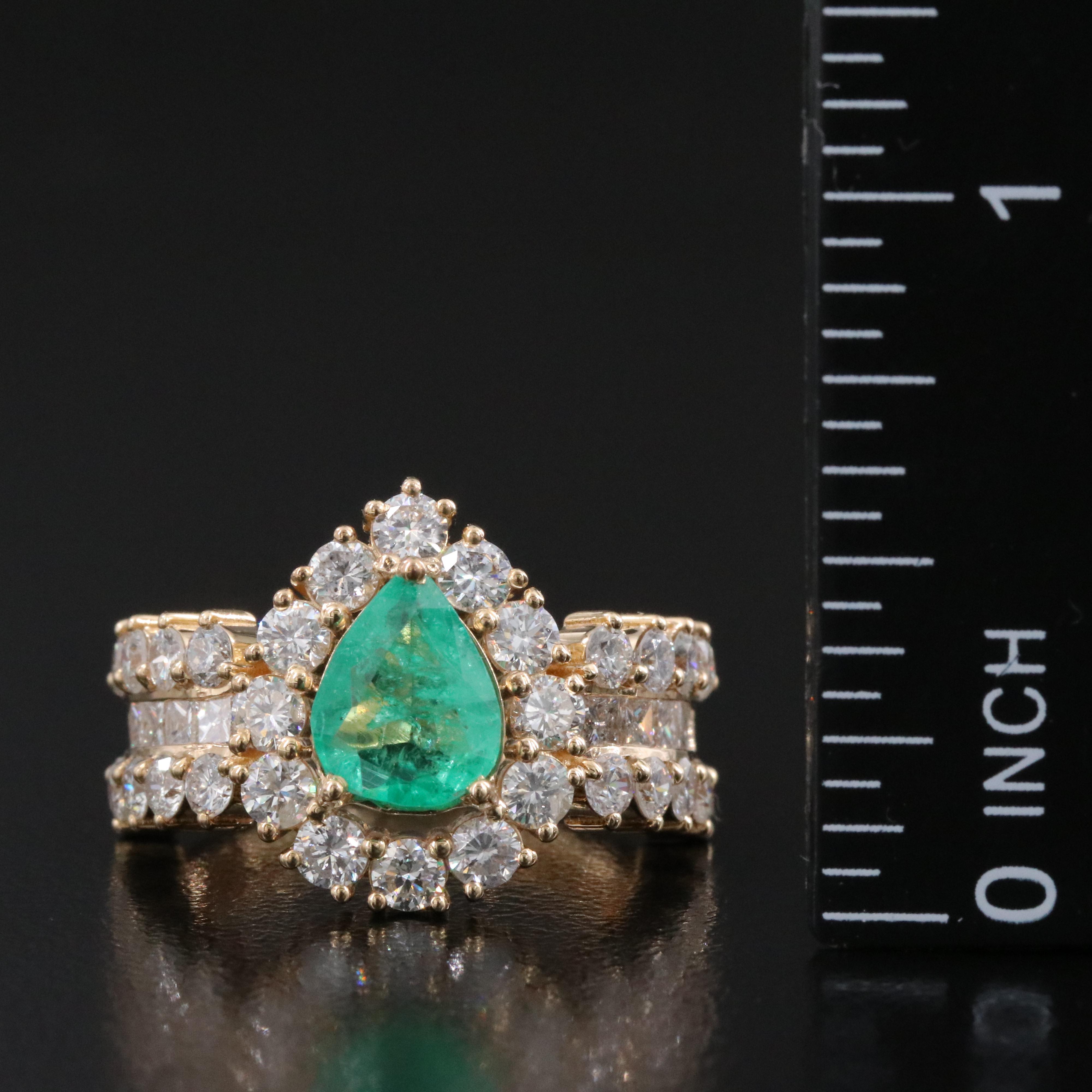 18K 1.11 CT Emerald and 2.46 CTW Diamond Ring