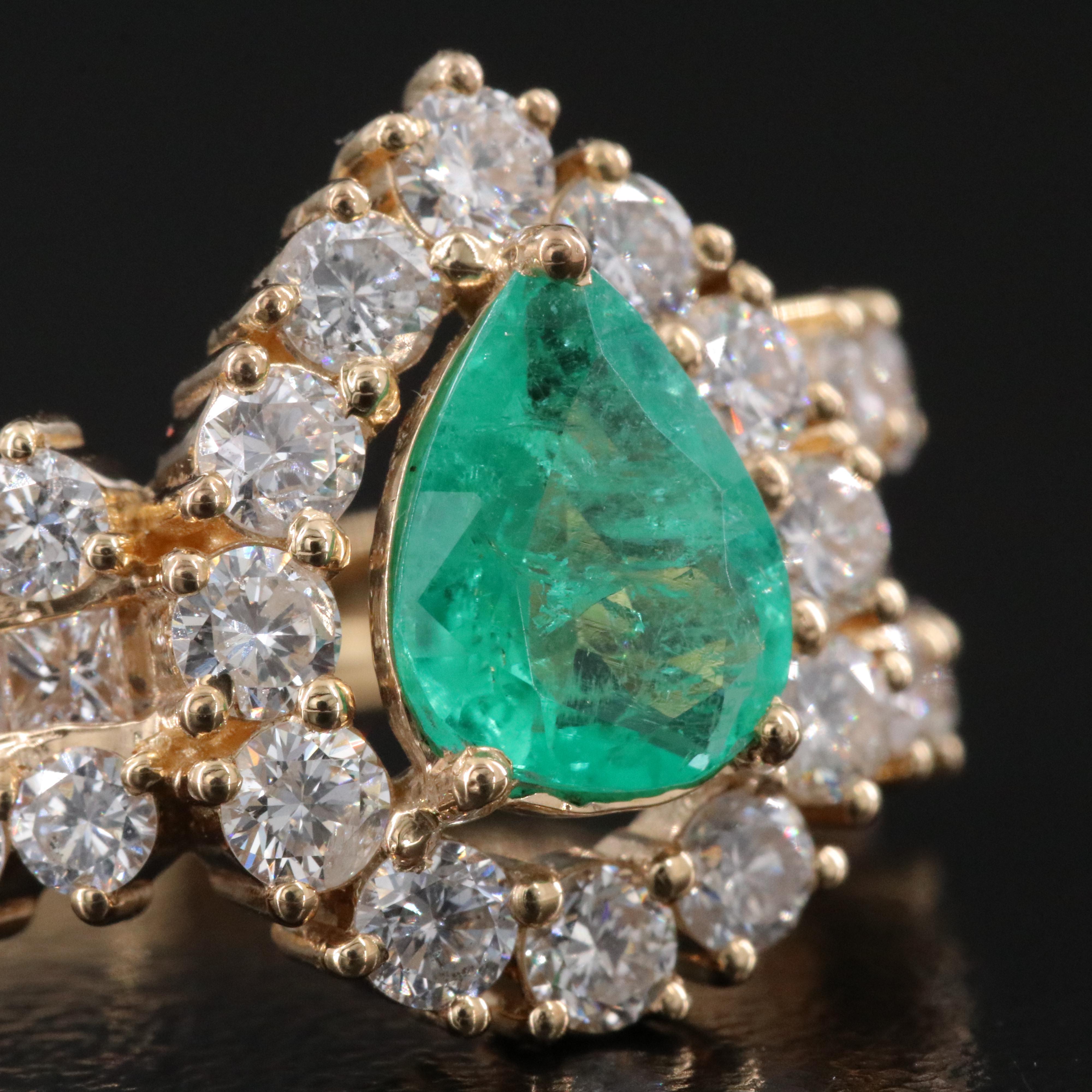 18K 1.11 CT Emerald and 2.46 CTW Diamond Ring