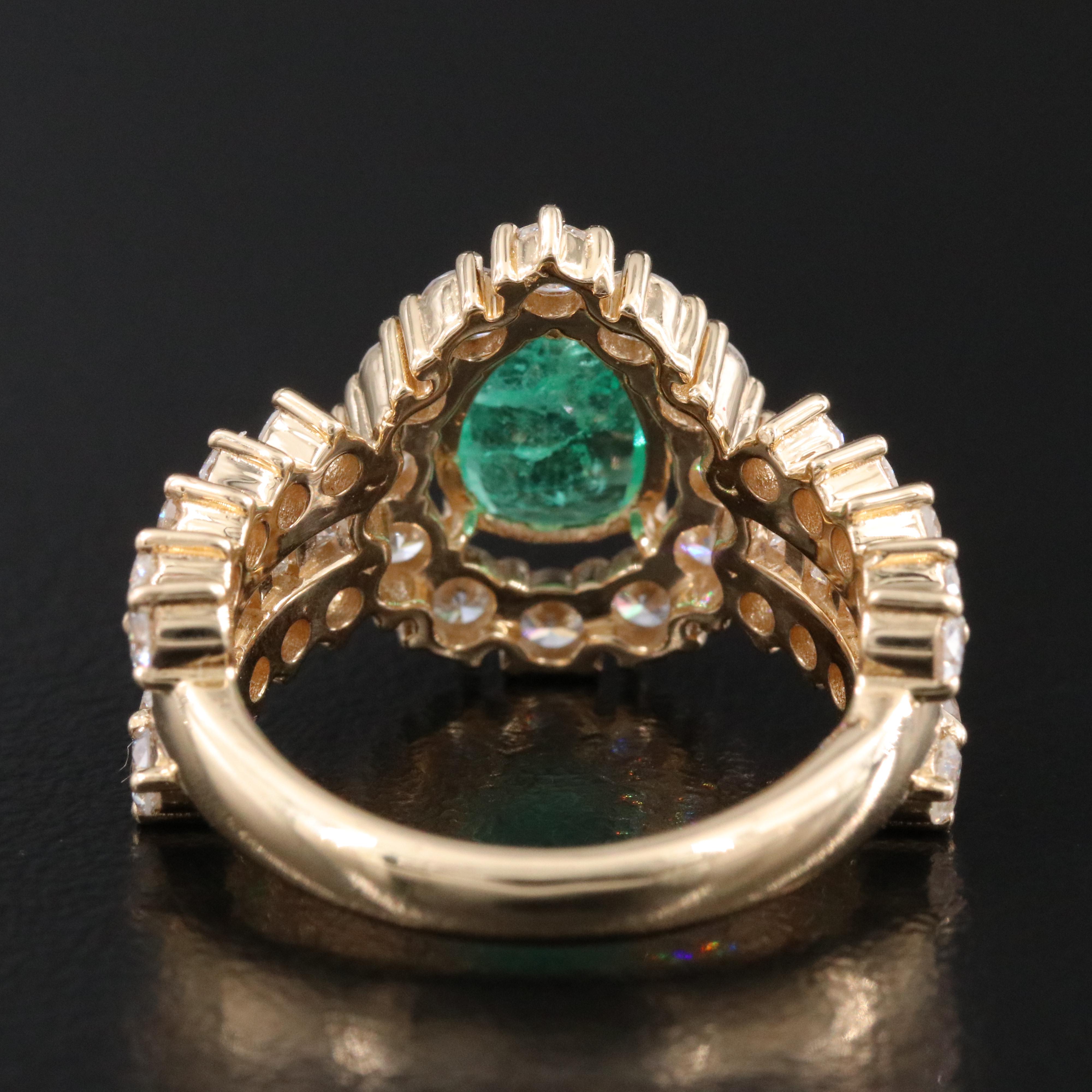 18K 1.11 CT Emerald and 2.46 CTW Diamond Ring