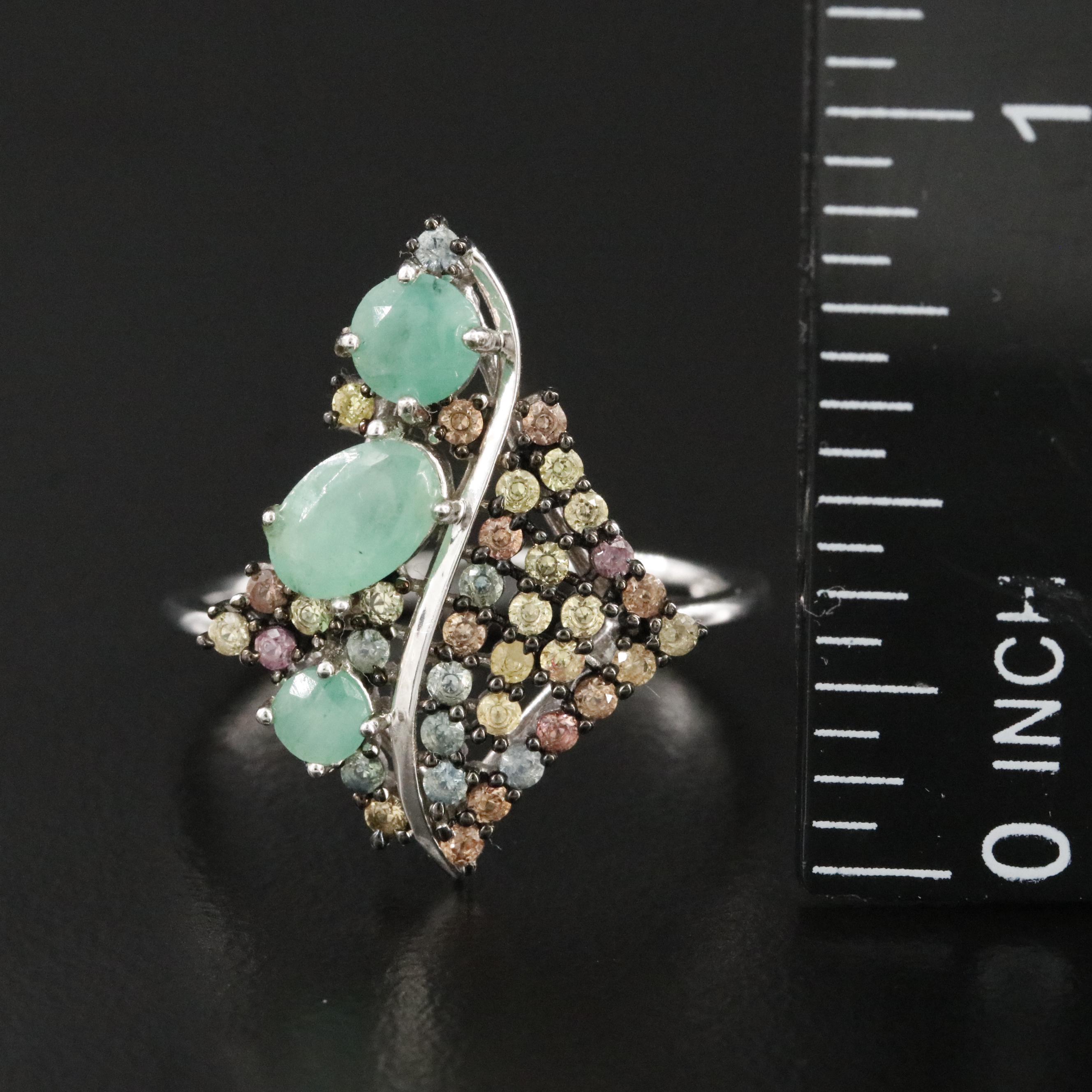 Sterling Emerald and Sapphire Ring