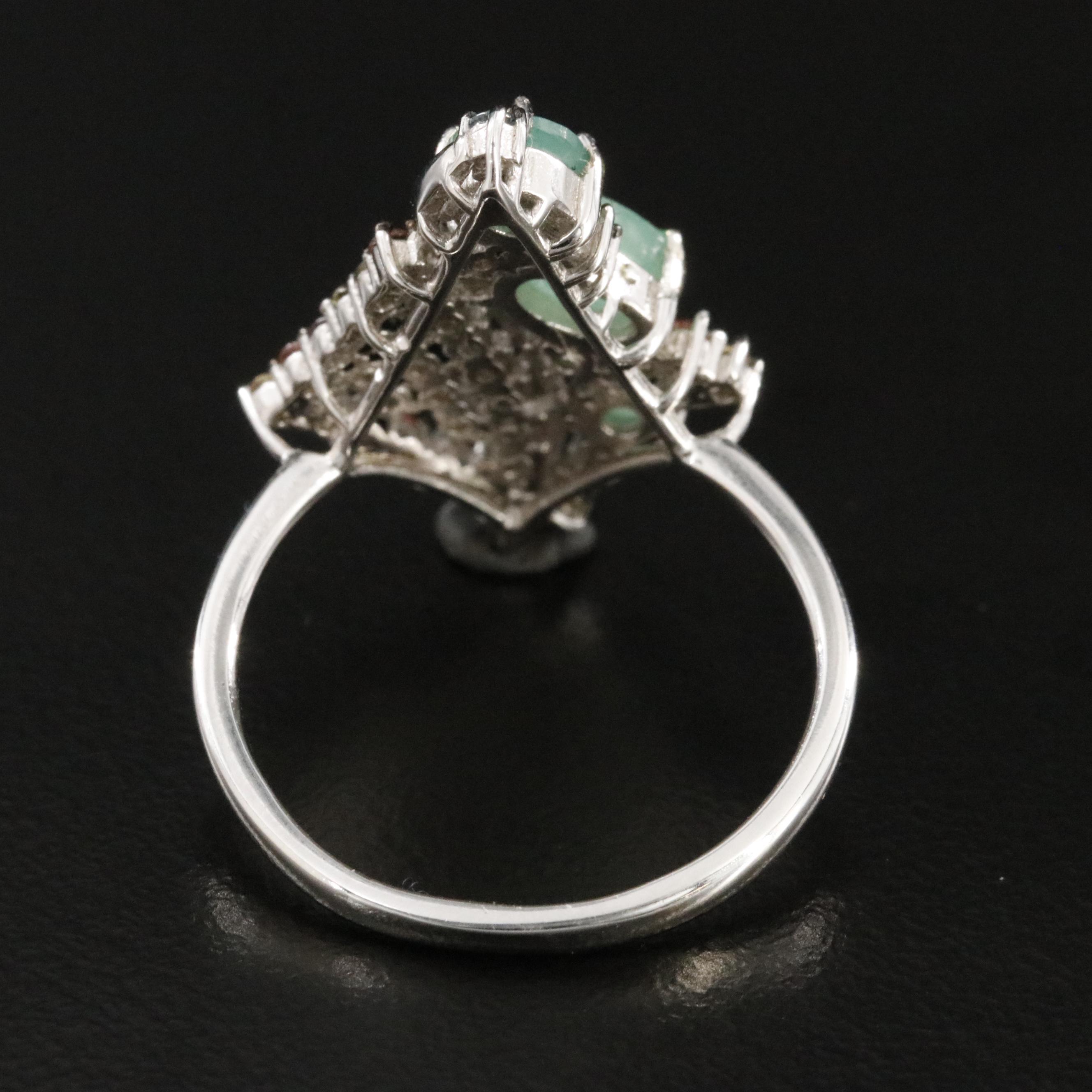 Sterling Emerald and Sapphire Ring