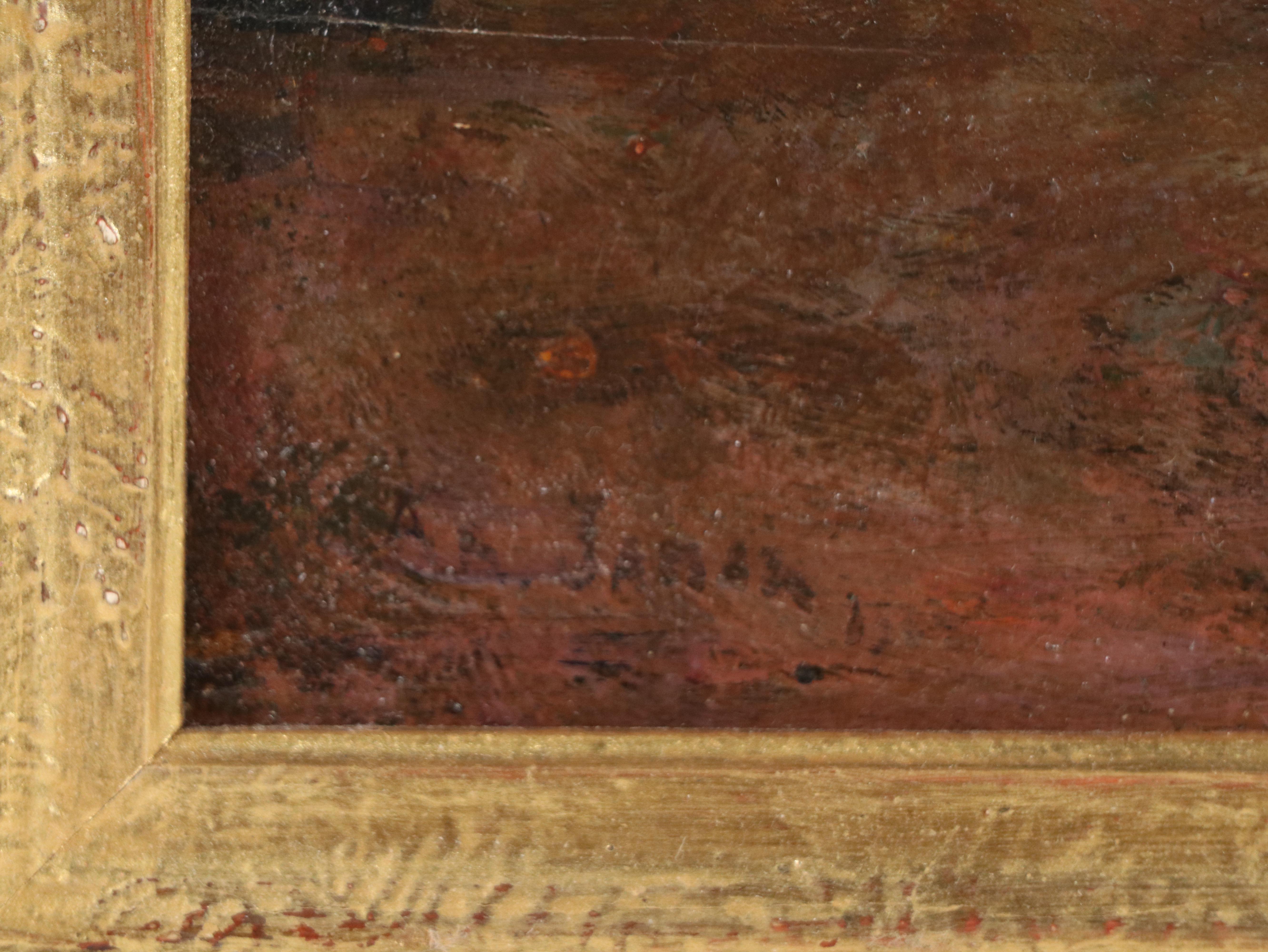 European School Interior Genre Oil Painting, 19th Century