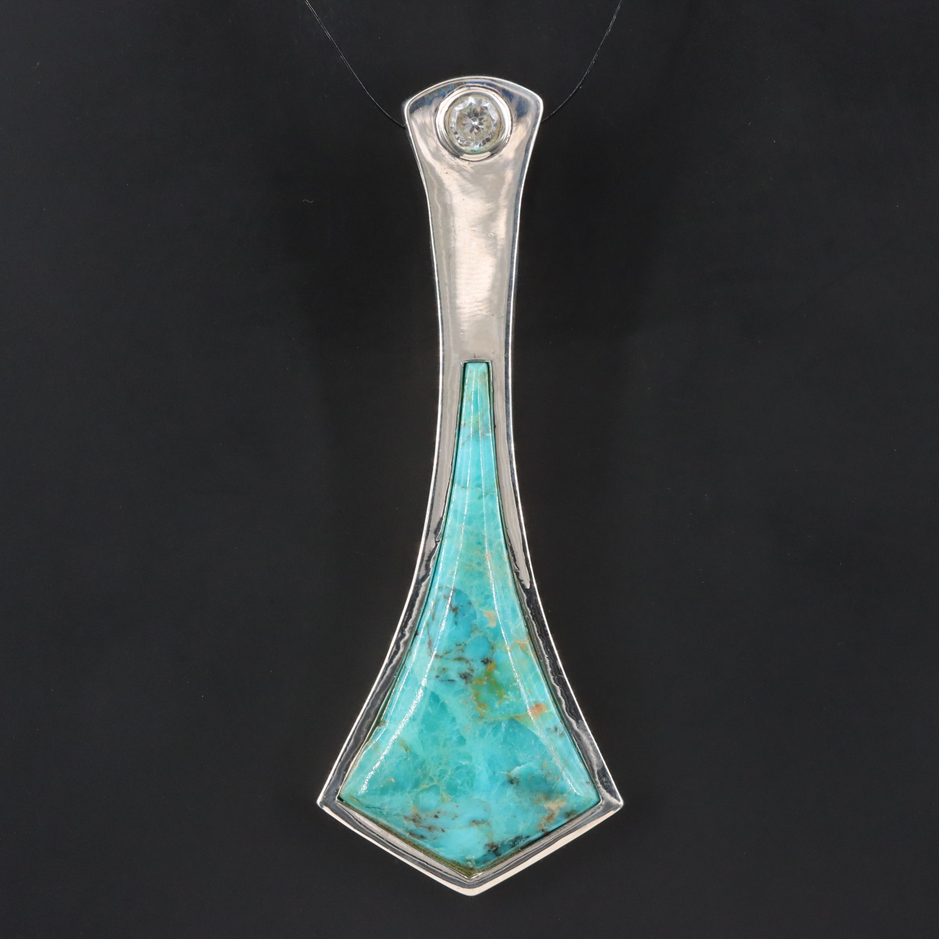 Desert Rose Trading Sterling Turquoise and CZ Pendant