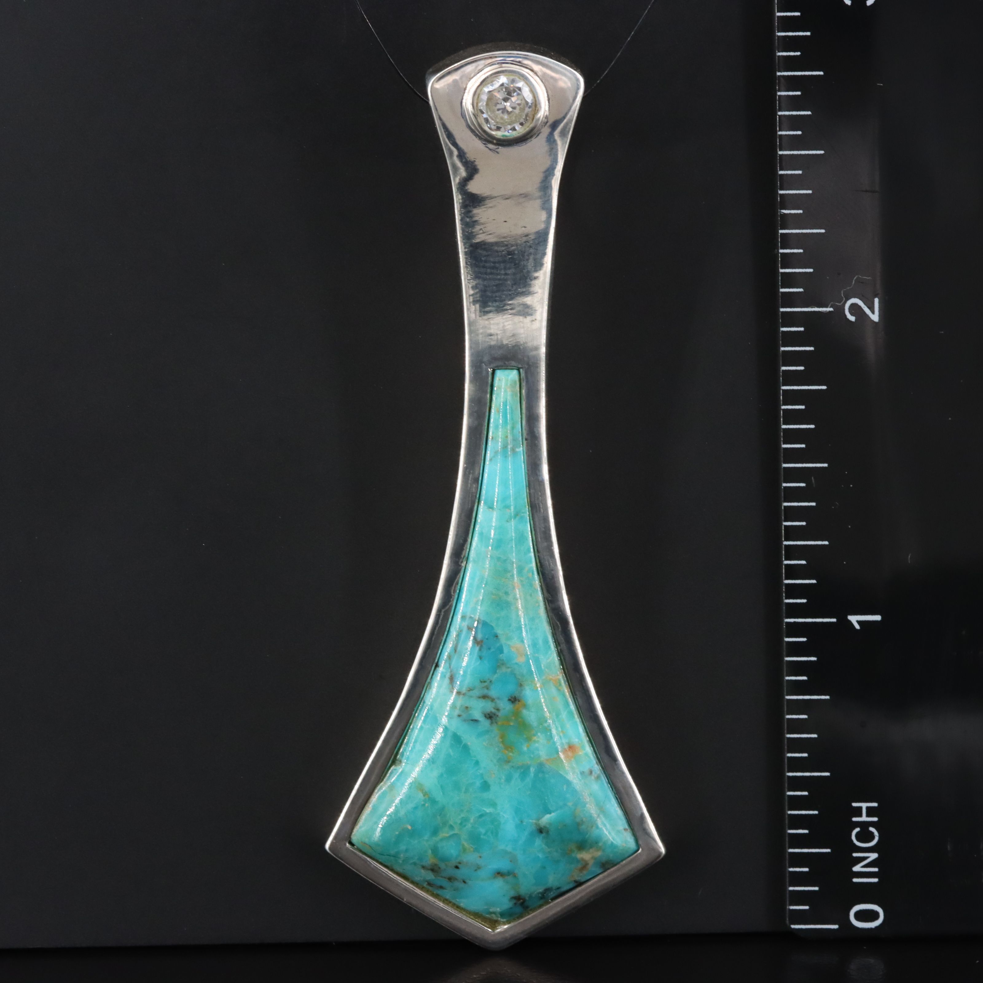 Desert Rose Trading Sterling Turquoise and CZ Pendant