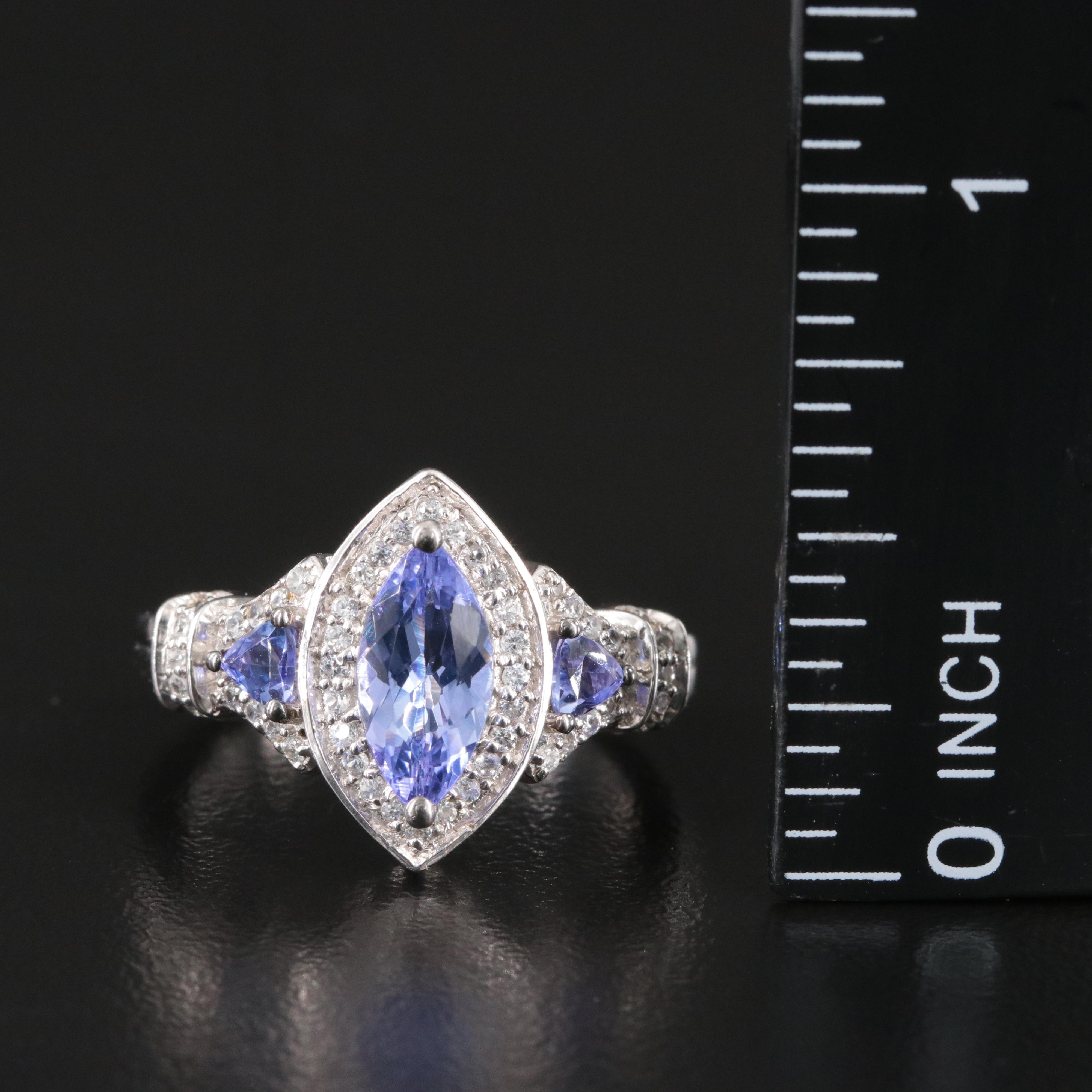 Sterling Tanzanite and White Sapphire Ring
