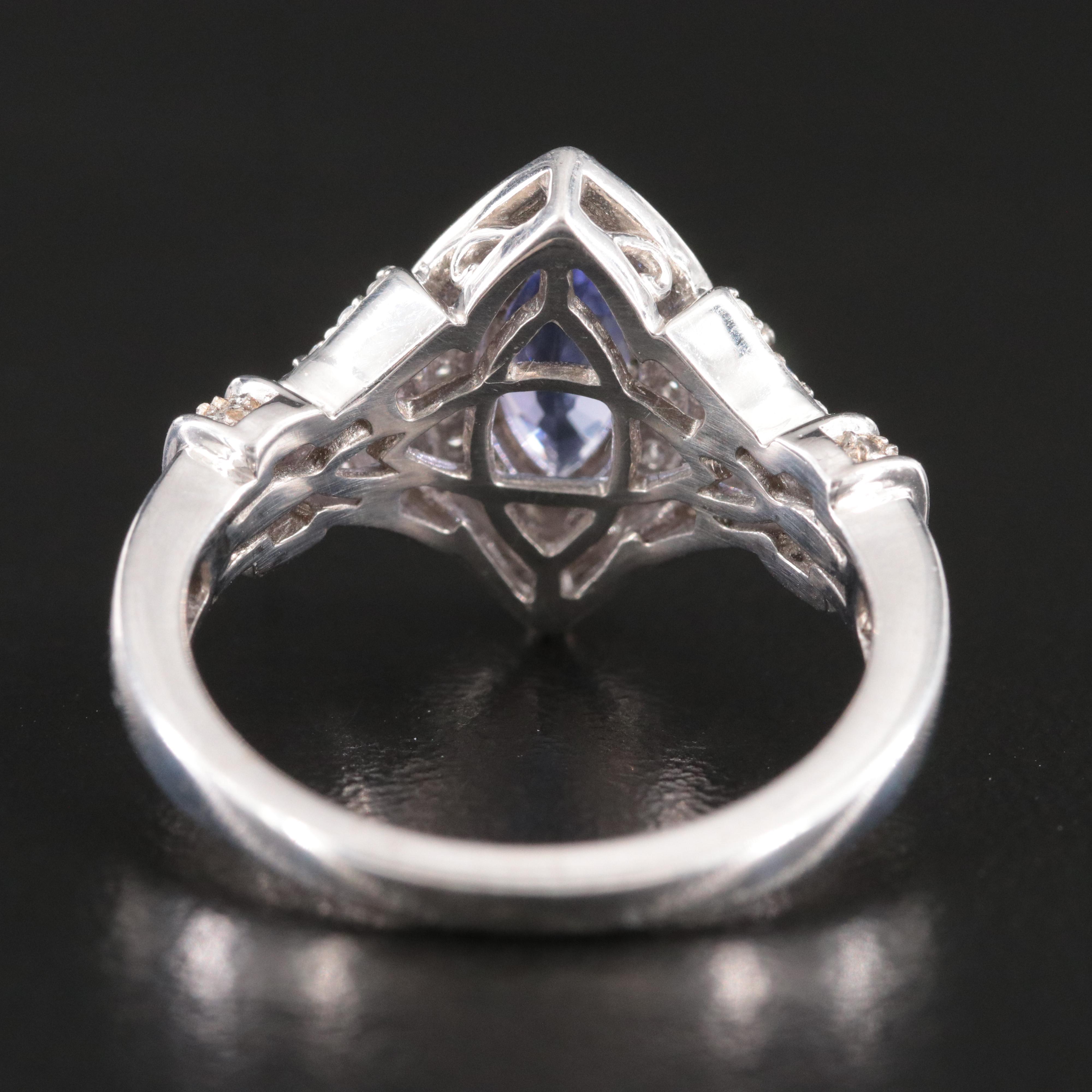 Sterling Tanzanite and White Sapphire Ring