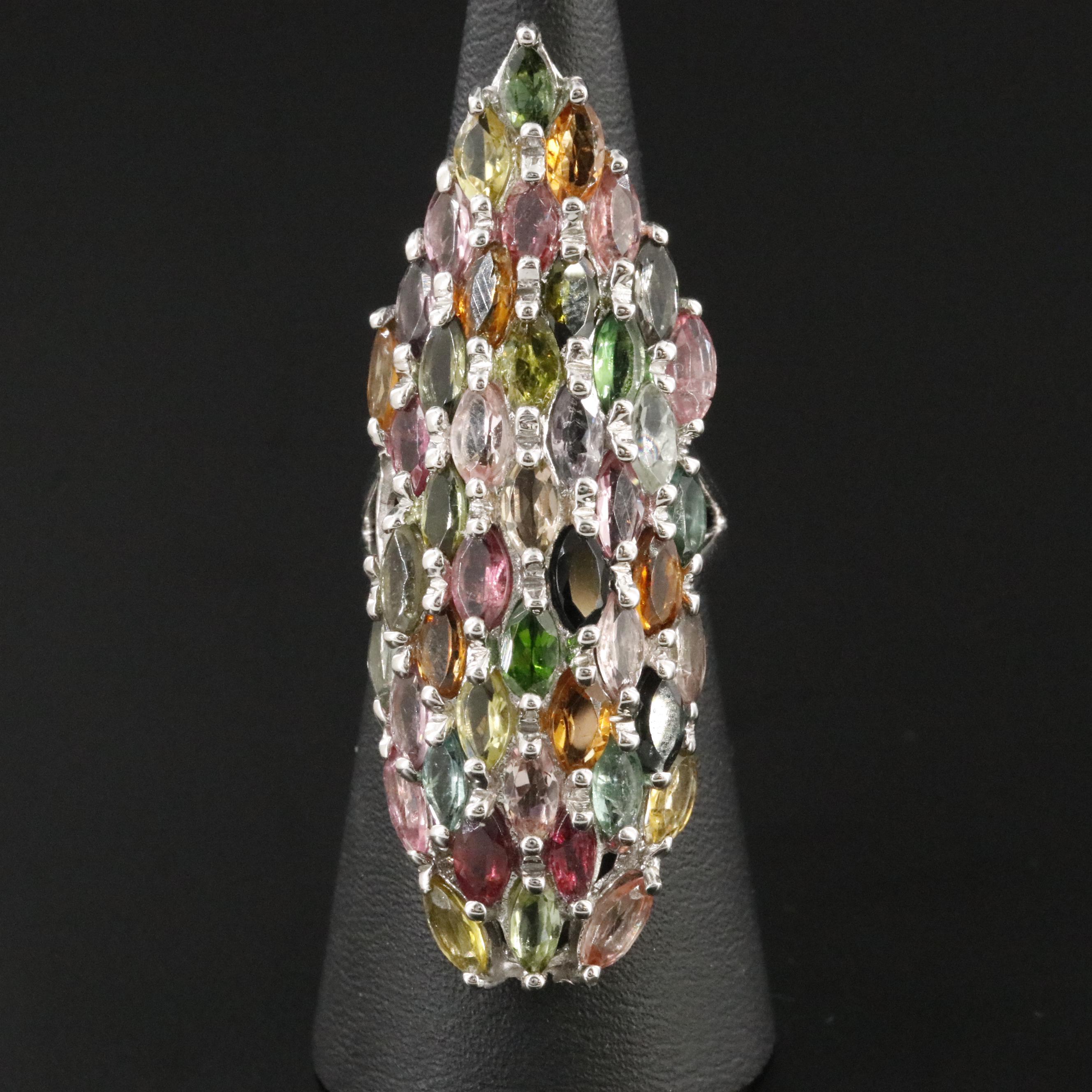 Sterling Tourmaline Pointer Ring