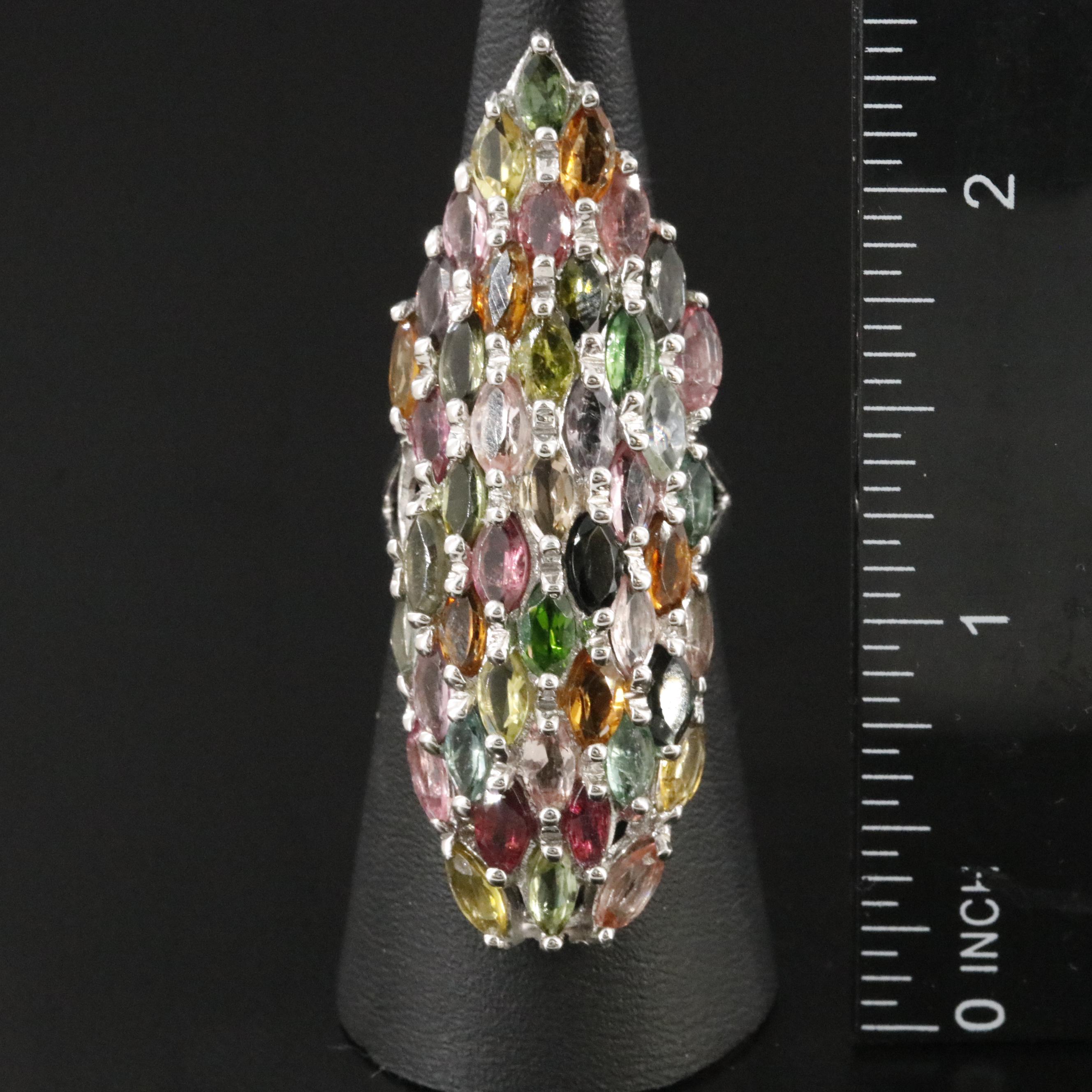 Sterling Tourmaline Pointer Ring