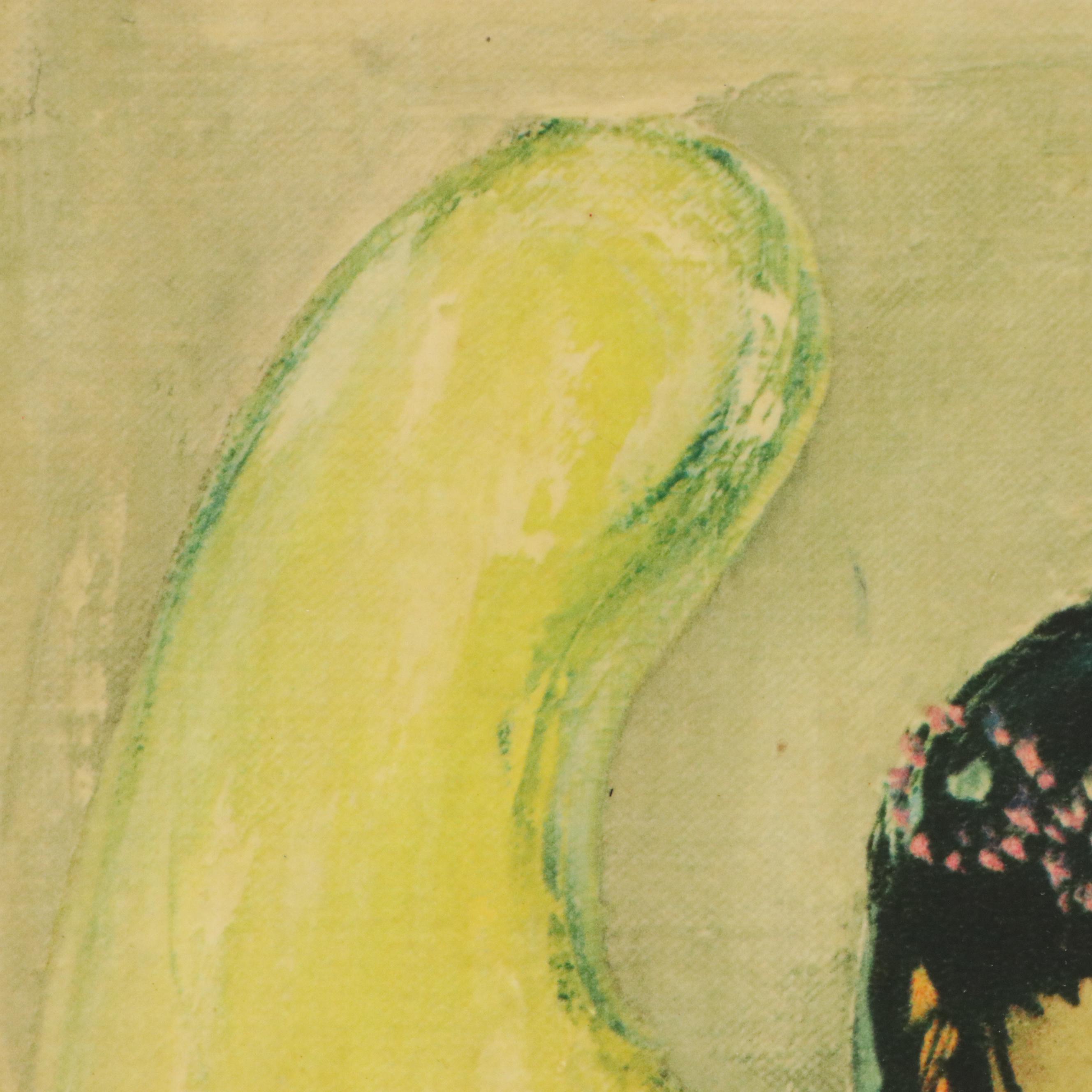 Ted De Grazia Offset Lithograph of Angel Playing Cello, Mid-20th Century