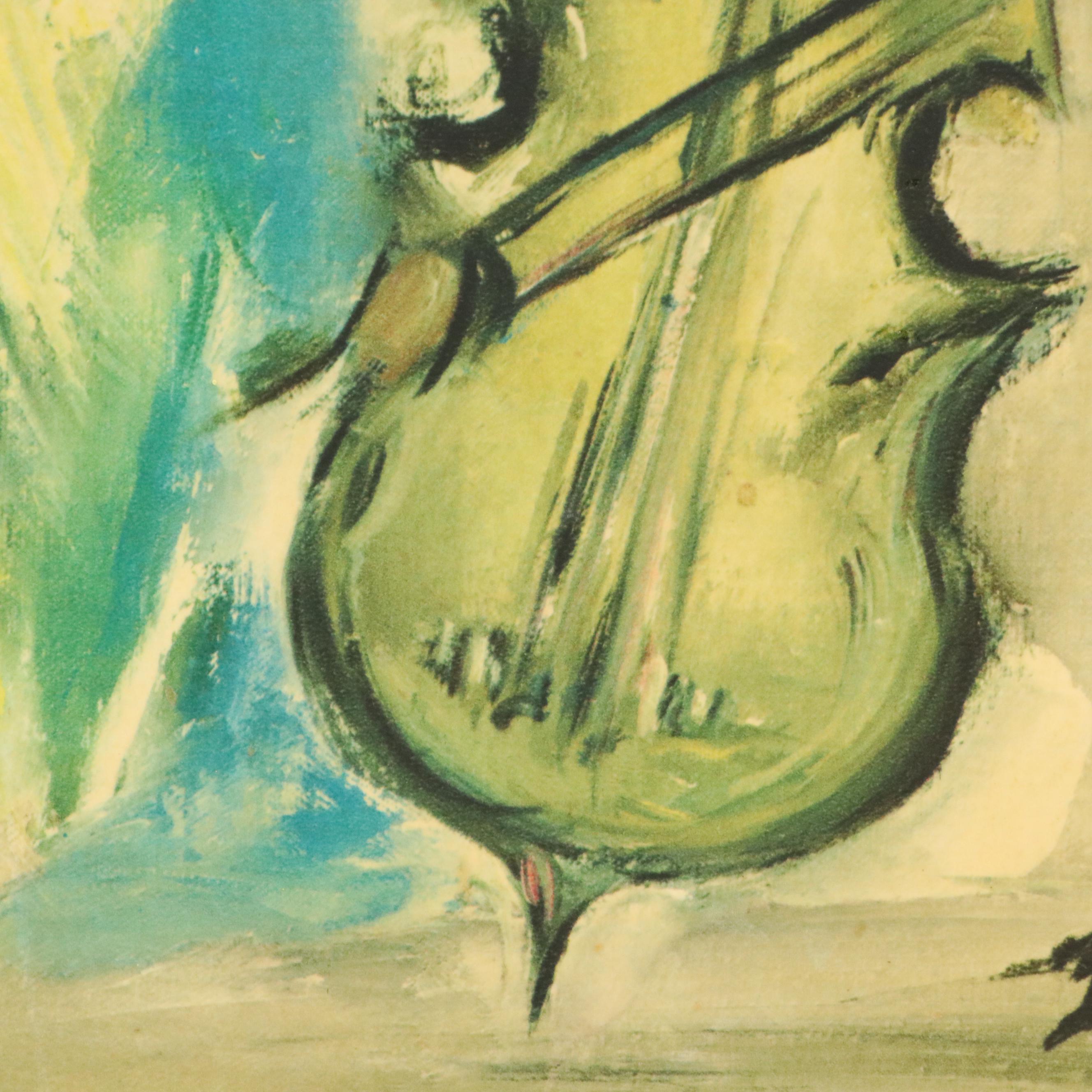 Ted De Grazia Offset Lithograph of Angel Playing Cello, Mid-20th Century