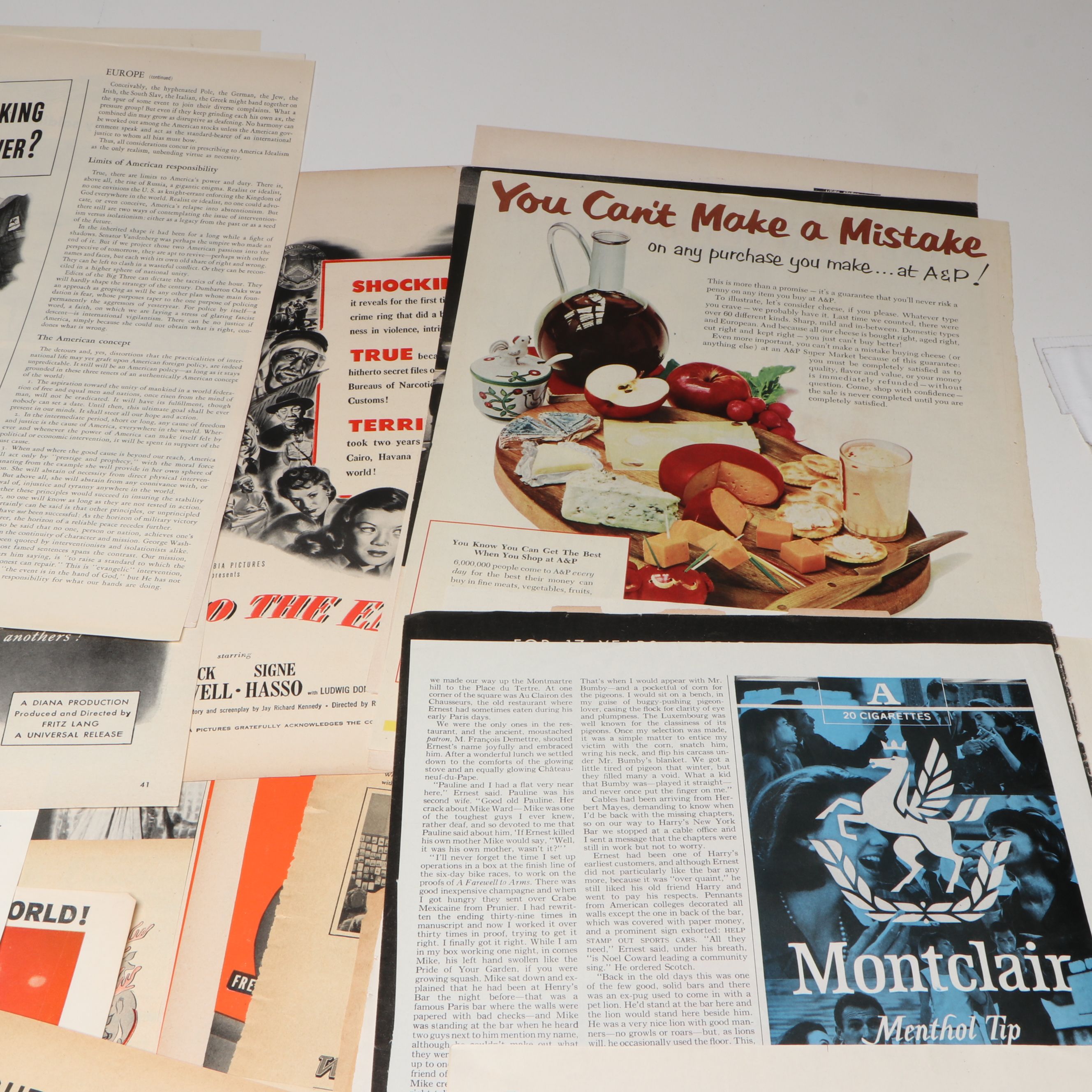 "Scarlet Street" and Other Movie Advertisement Pages, Mid-20th Century