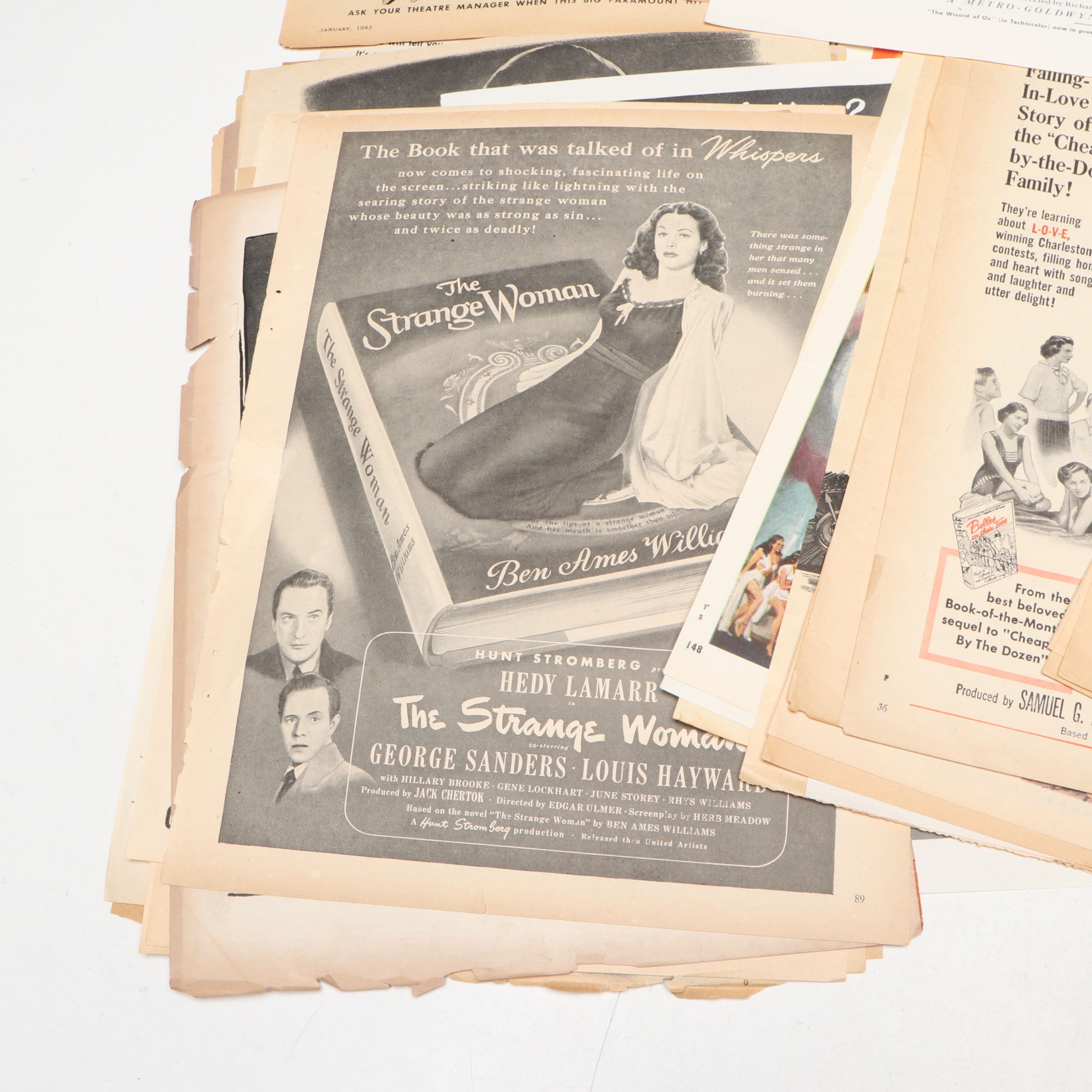 "Scarlet Street" and Other Movie Advertisement Pages, Mid-20th Century