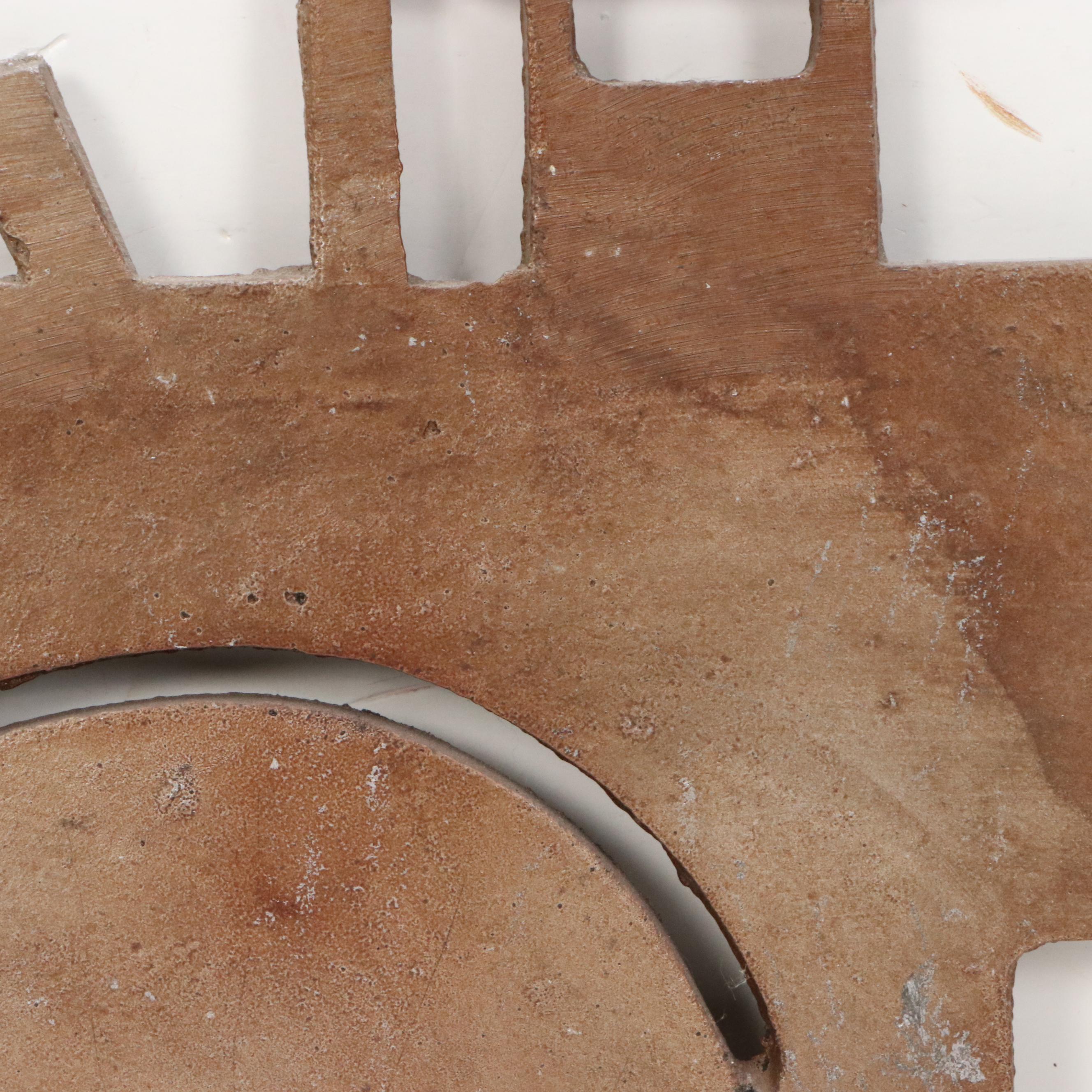 Metal Relief Sculpture of Steamboat Silhouette, Late 20th Century