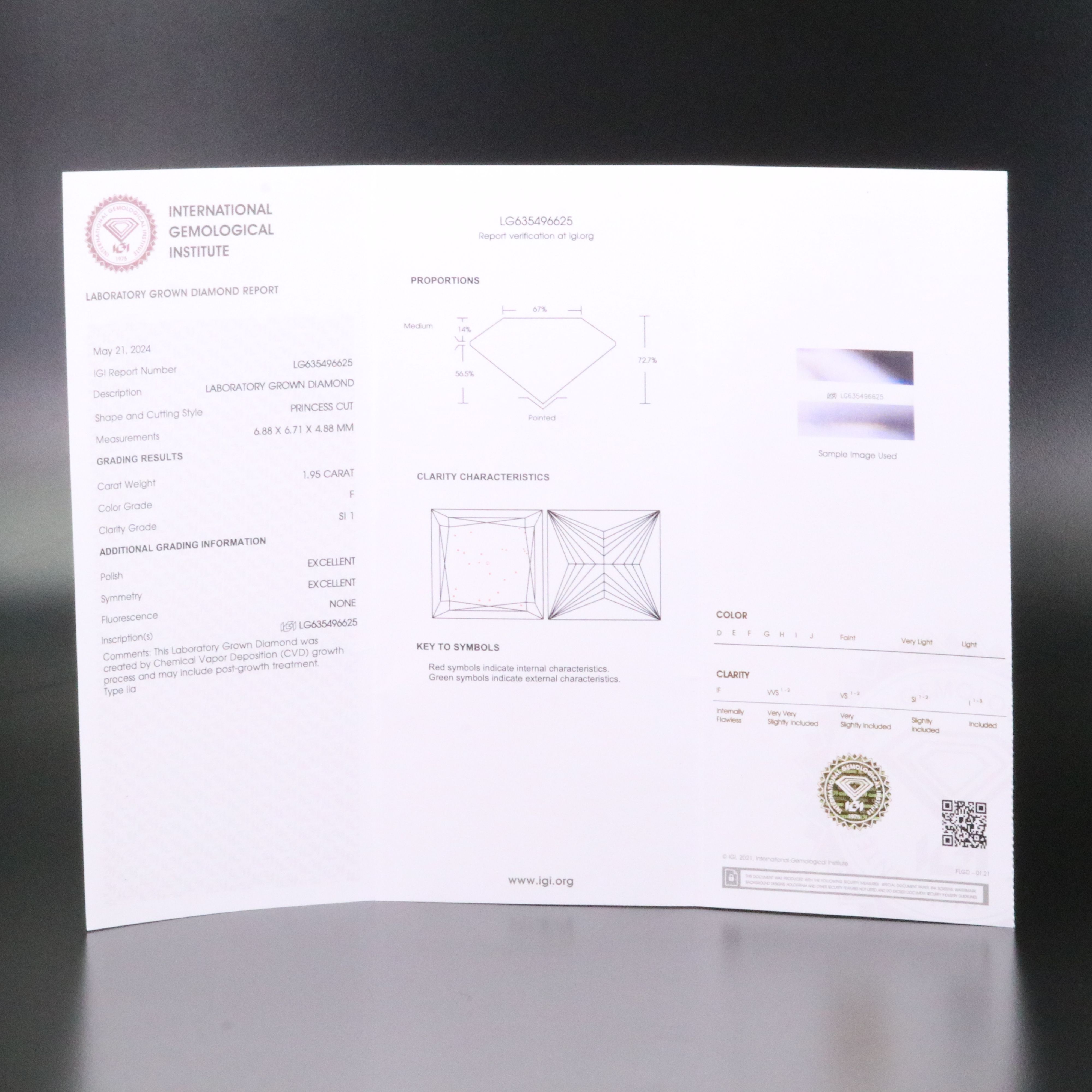 Loose 1.95 CT Lab Grown Diamond with IGI Report