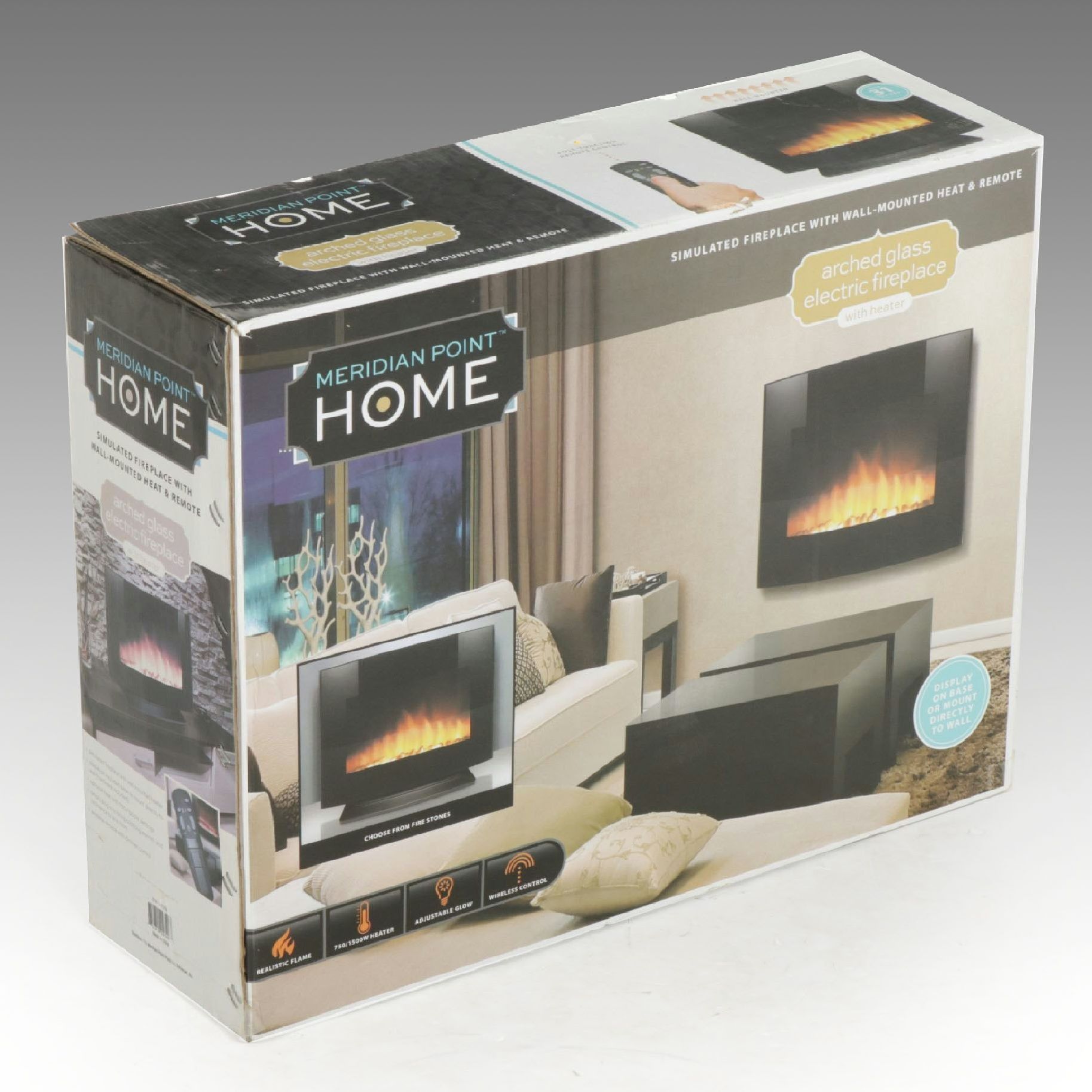 Meridian Point Wall-Mount Simulated Fire Place & Heater