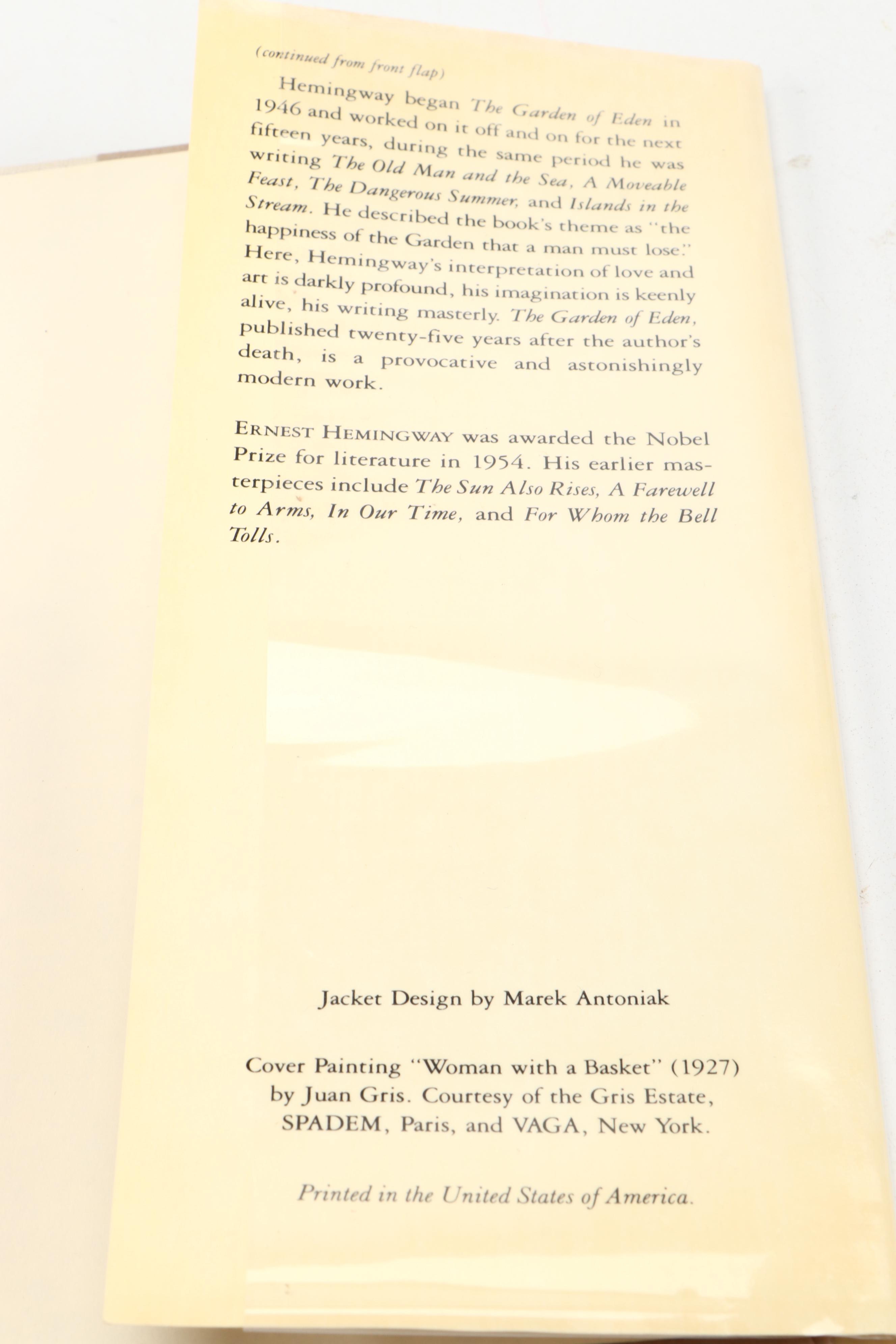 First Edition “The Garden of Eden” by Ernest Hemingway, 1986