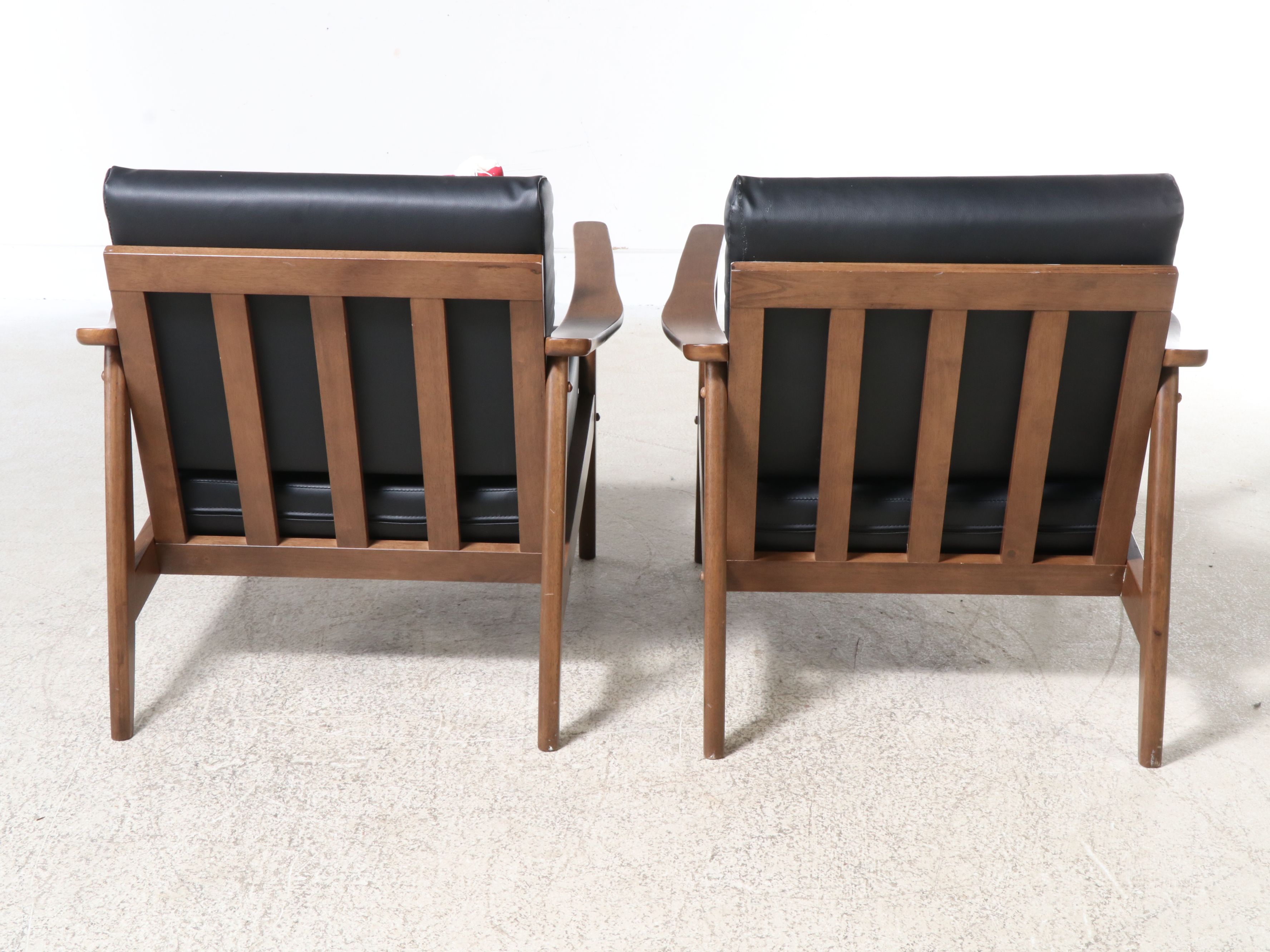 Pair of Braxton Studios Mid Century Modern Style Armchairs with Accent Pillows