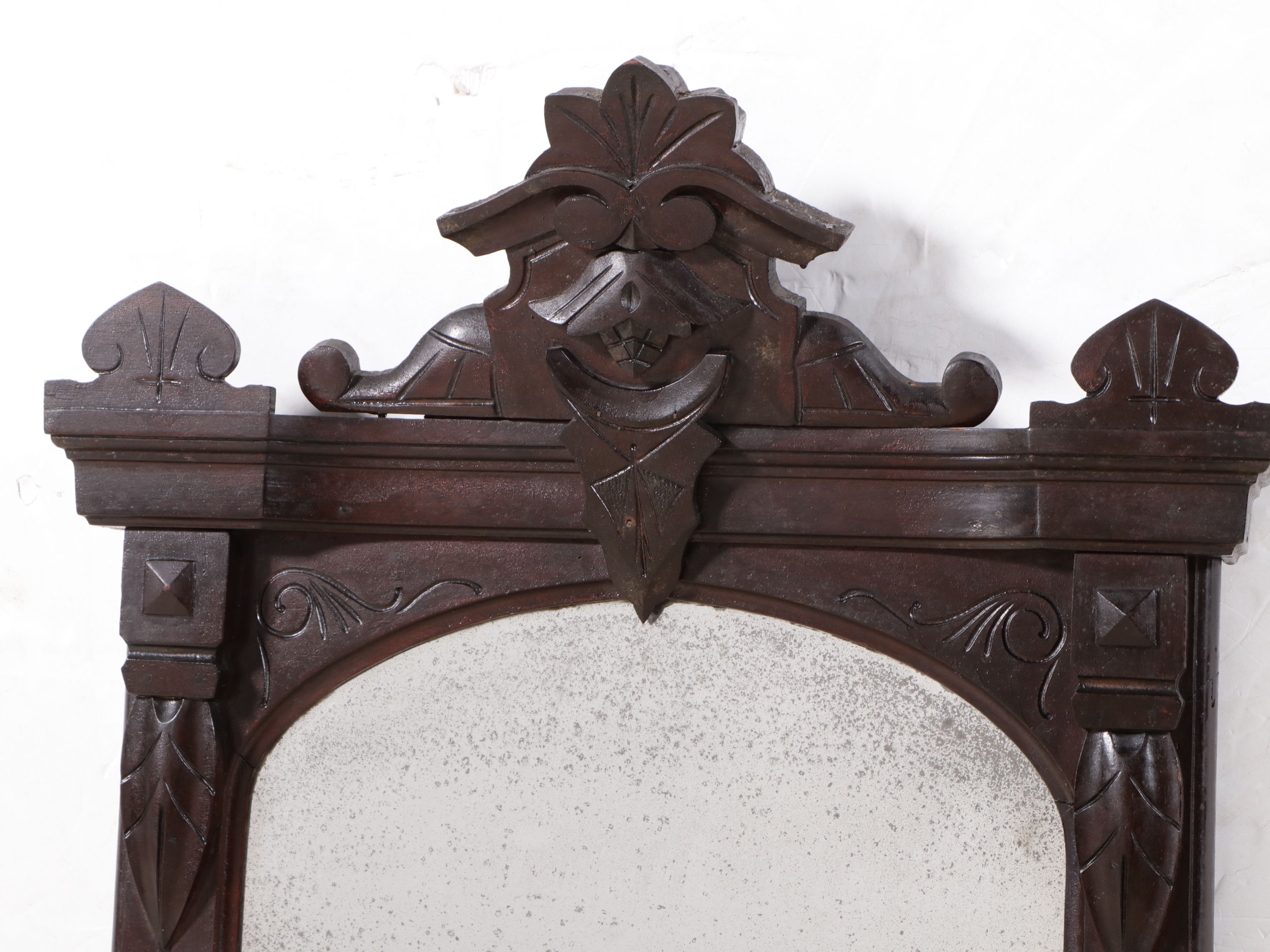 Victorian Eastlake Style Carved Walnut Pier Mirror, Late 19th Century