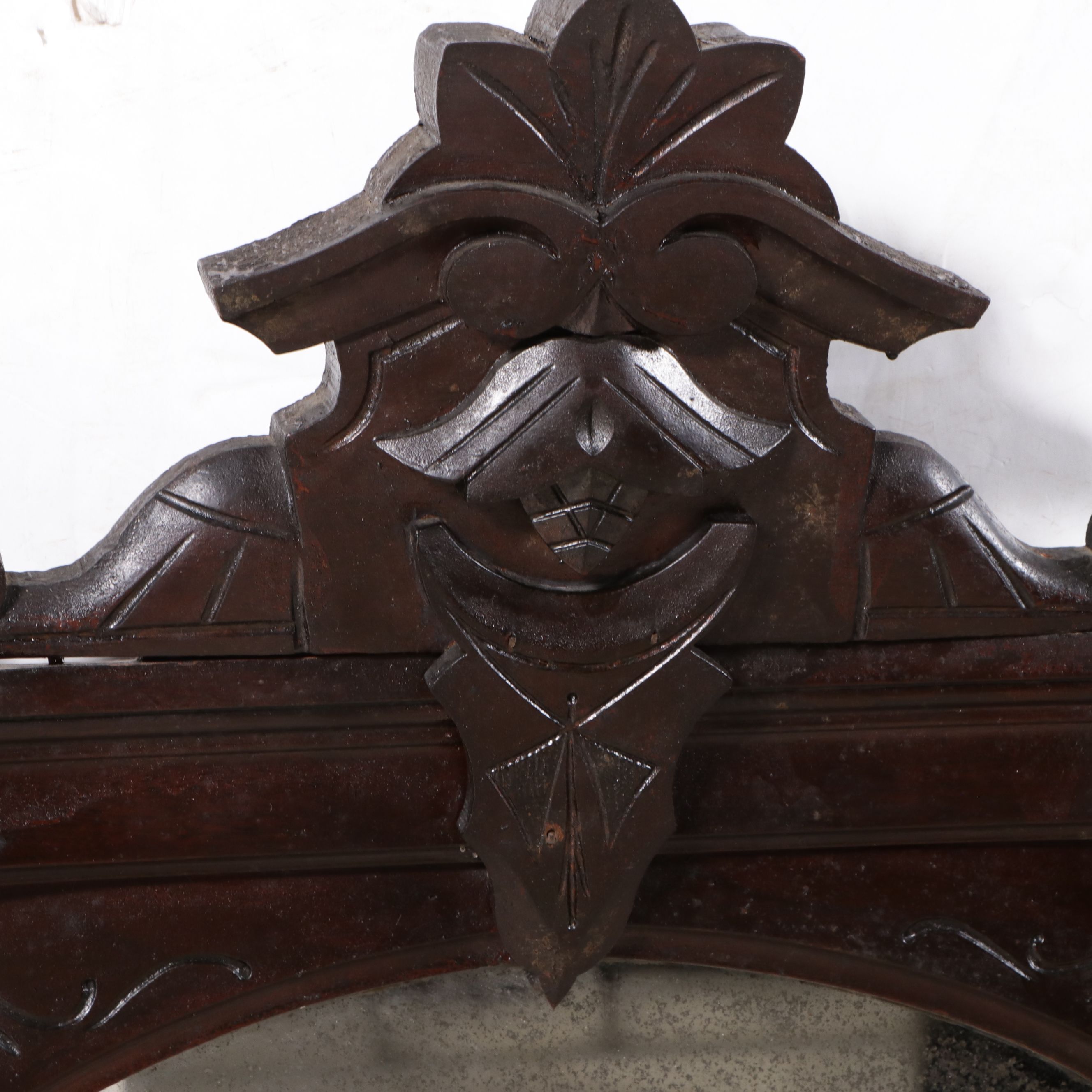 Victorian Eastlake Style Carved Walnut Pier Mirror, Late 19th Century