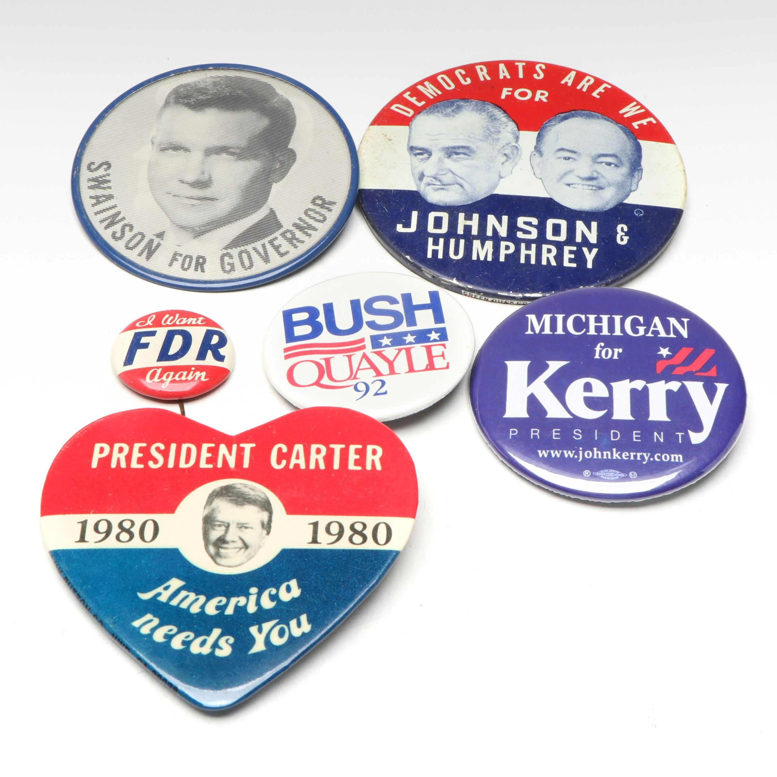 Lyndon B. Johnson, Jimmy Carter and Other Political Pinbacks