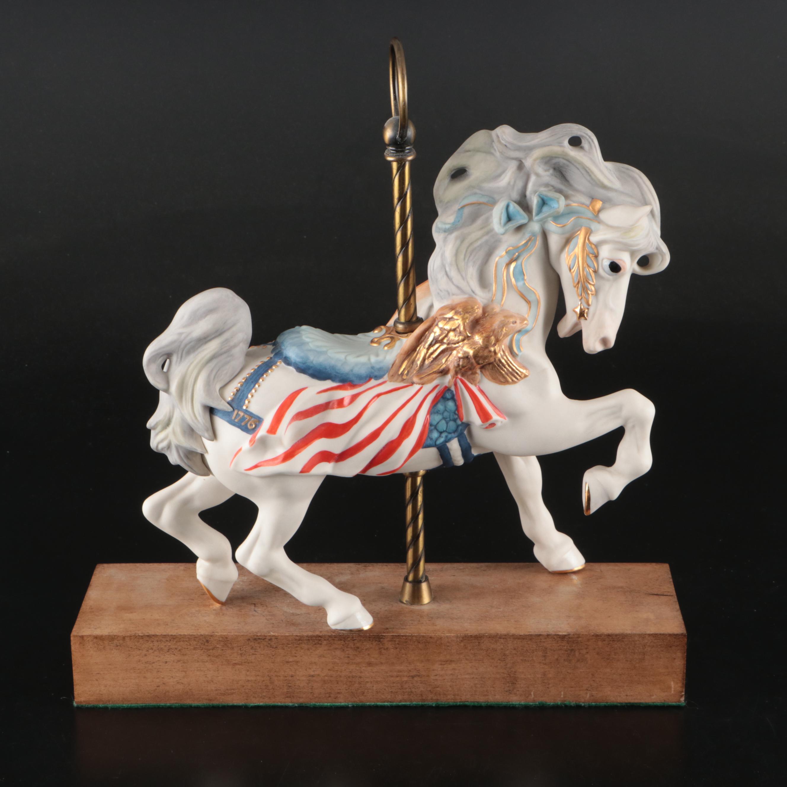 Cybis "Ticonderoga" Porcelain Carousel Horse Figure on Wood Base