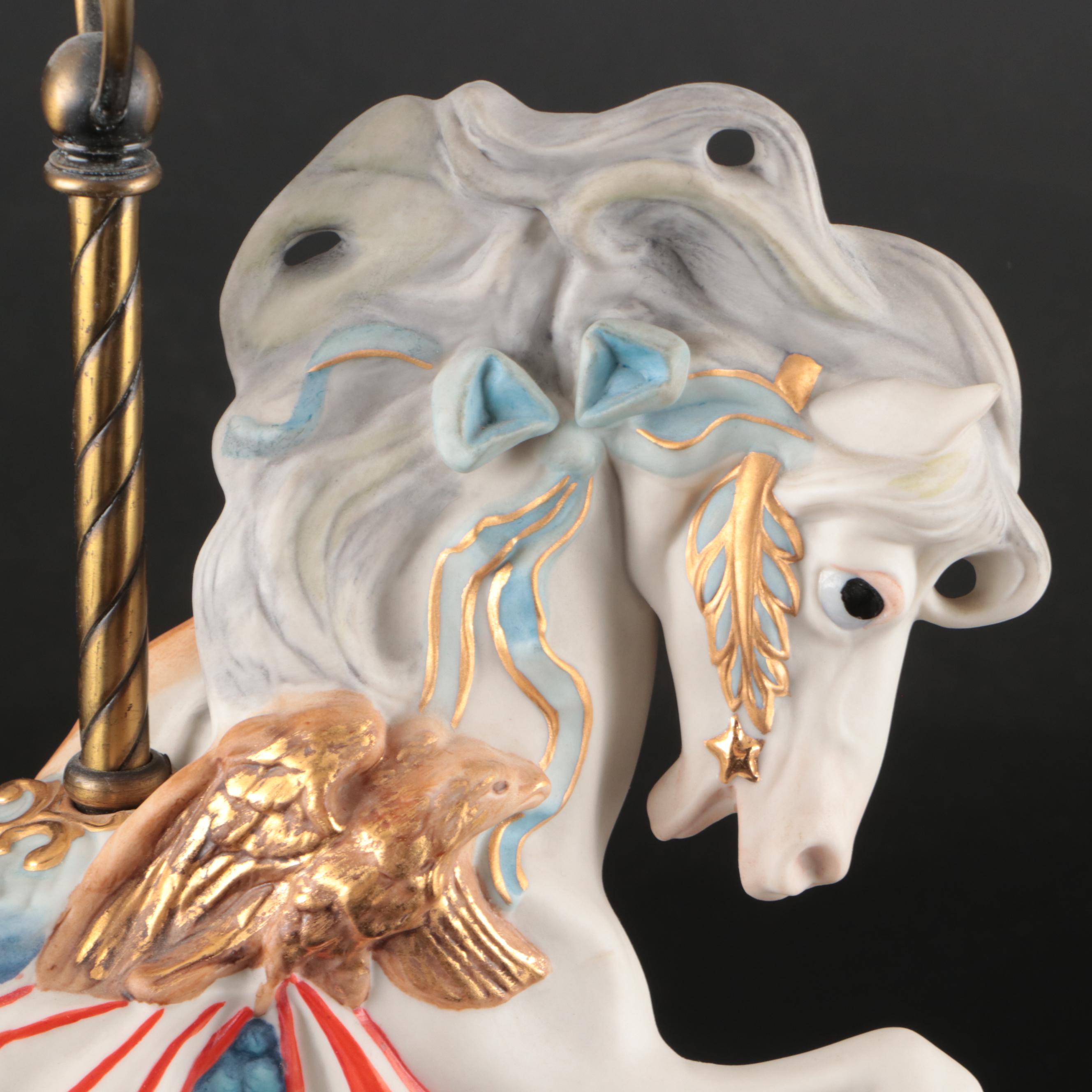 Cybis "Ticonderoga" Porcelain Carousel Horse Figure on Wood Base
