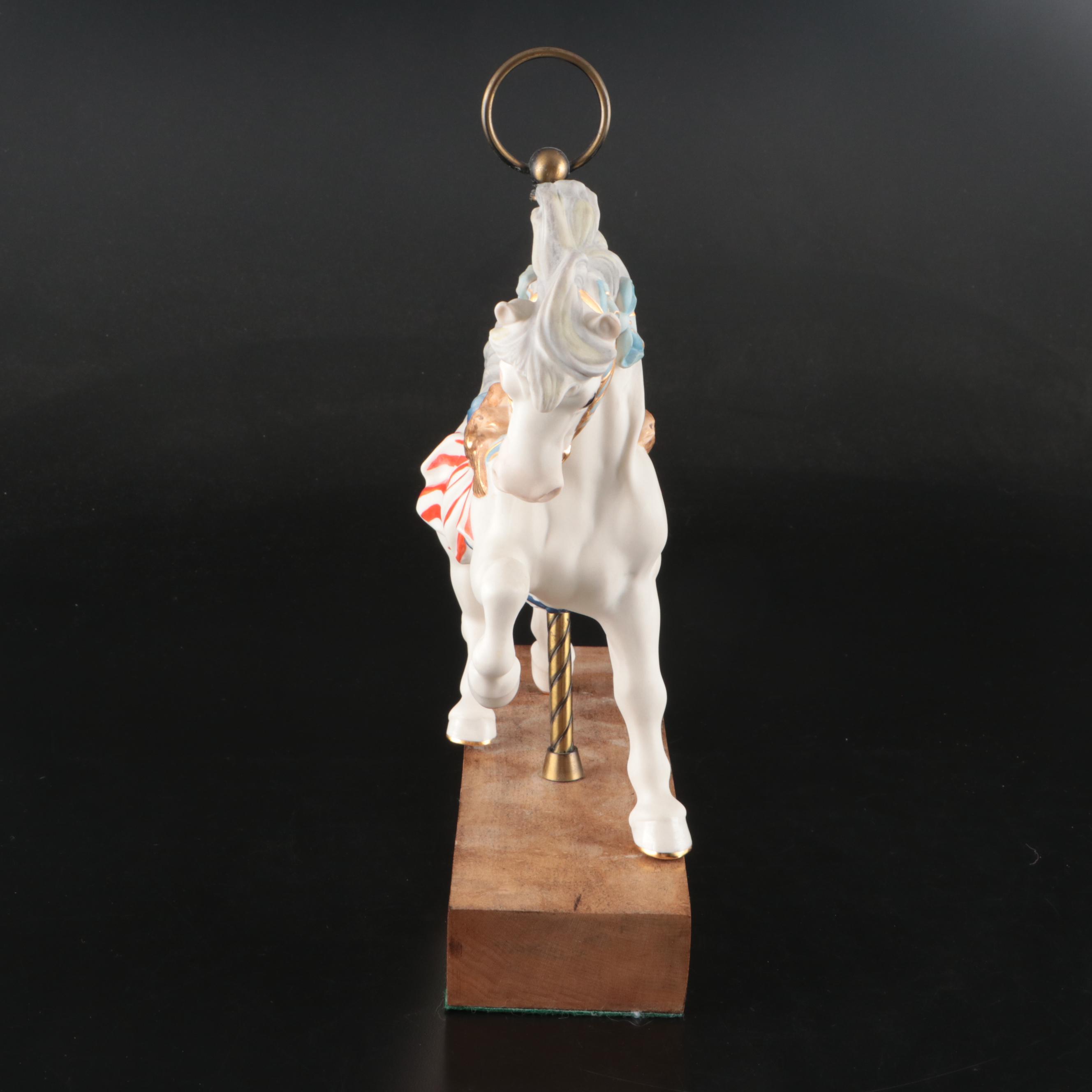 Cybis "Ticonderoga" Porcelain Carousel Horse Figure on Wood Base