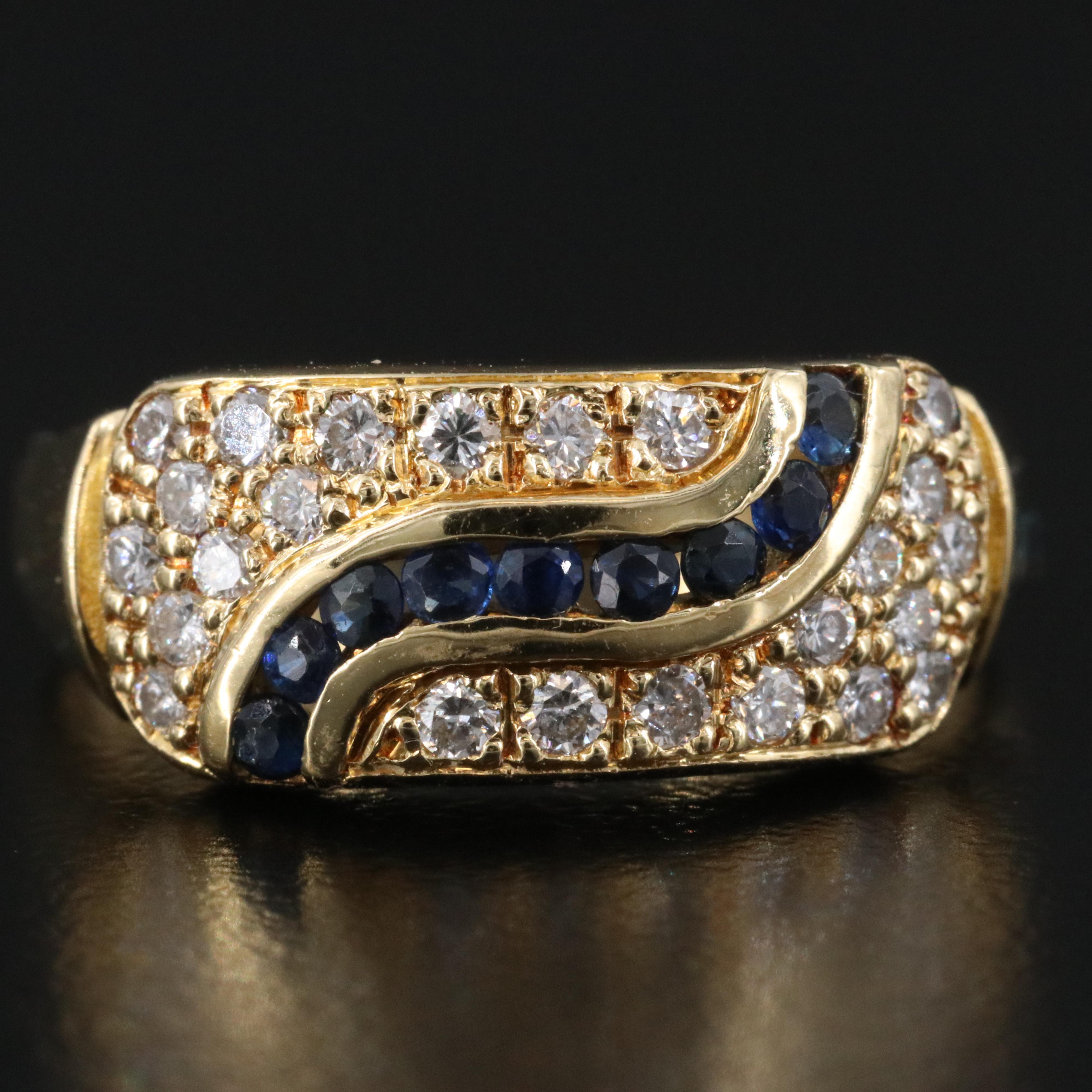 18K Diamond and Sapphire Ring