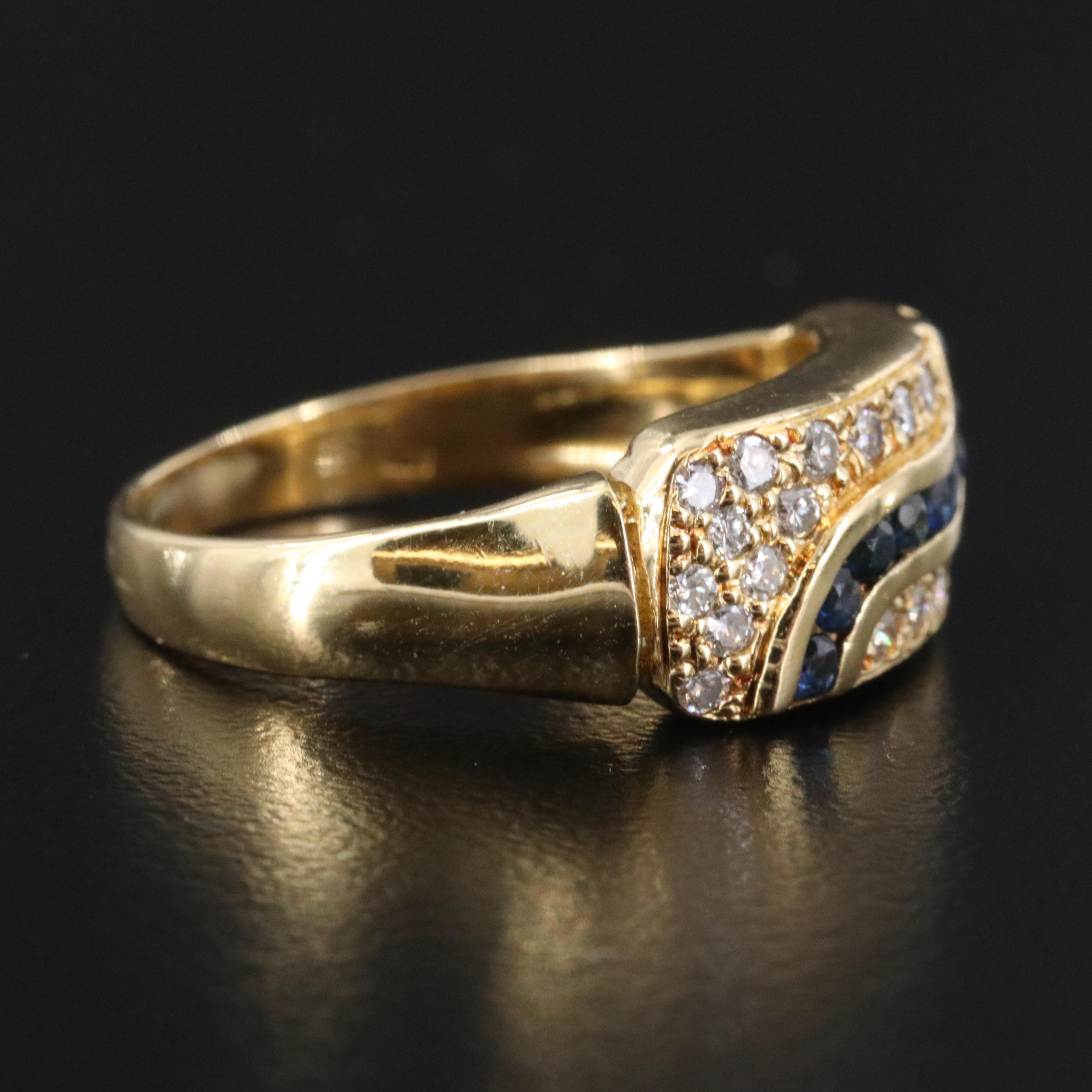 18K Diamond and Sapphire Ring