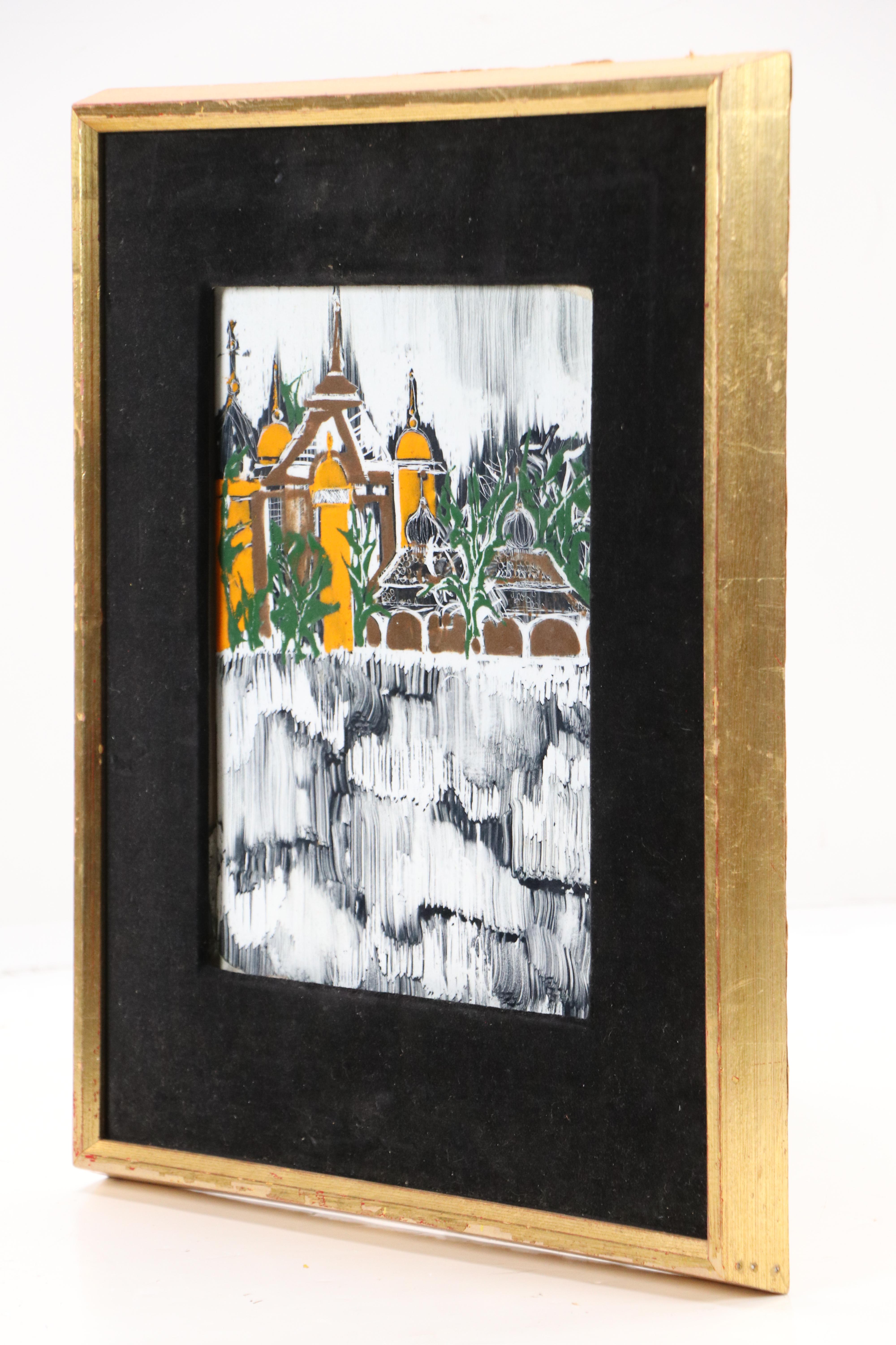 Hand-Painted Jerusalem Cityscape Tile in the Manner of Raizman