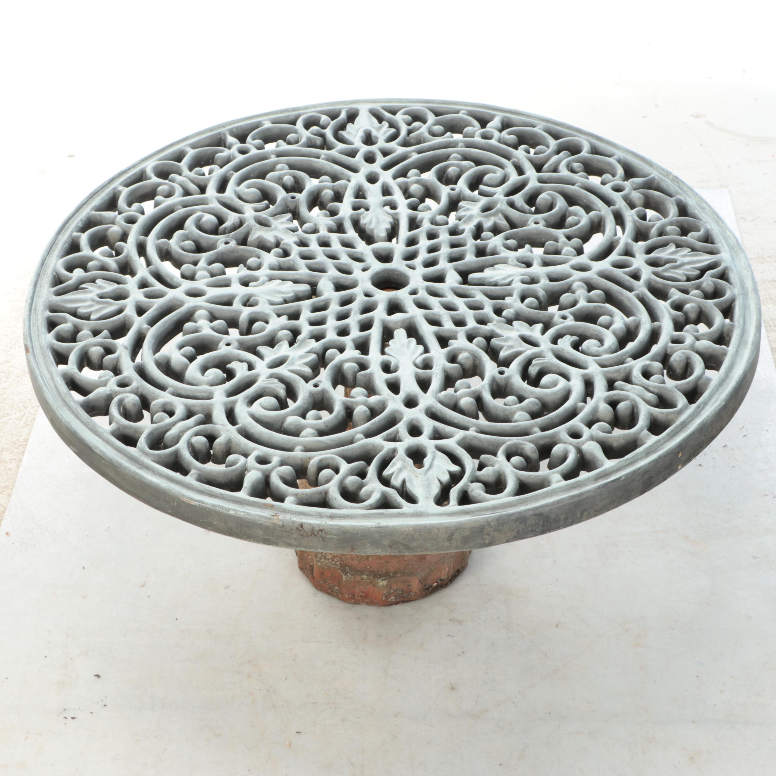 Terracotta Garden Pedestal with Wall Medallion