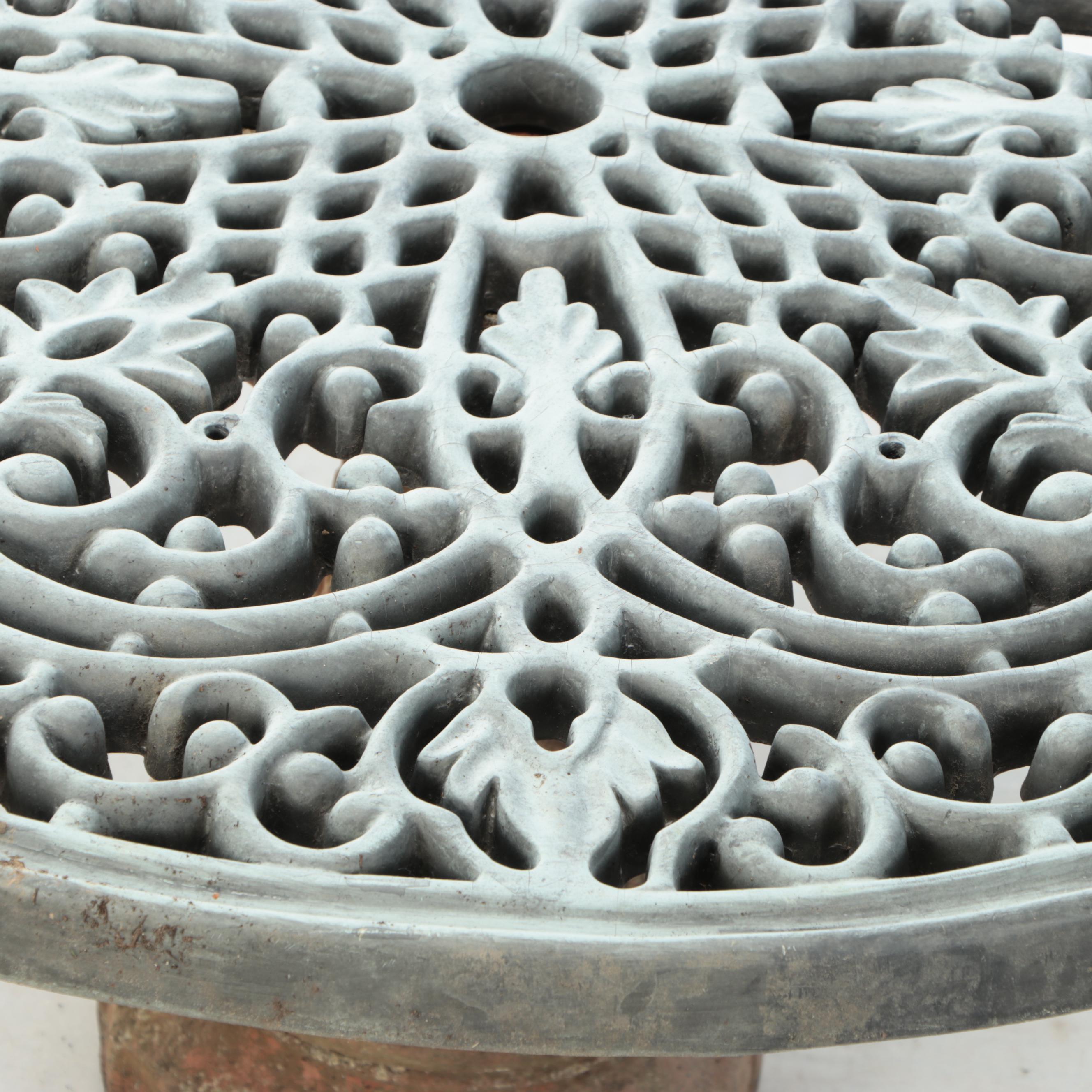 Terracotta Garden Pedestal with Wall Medallion