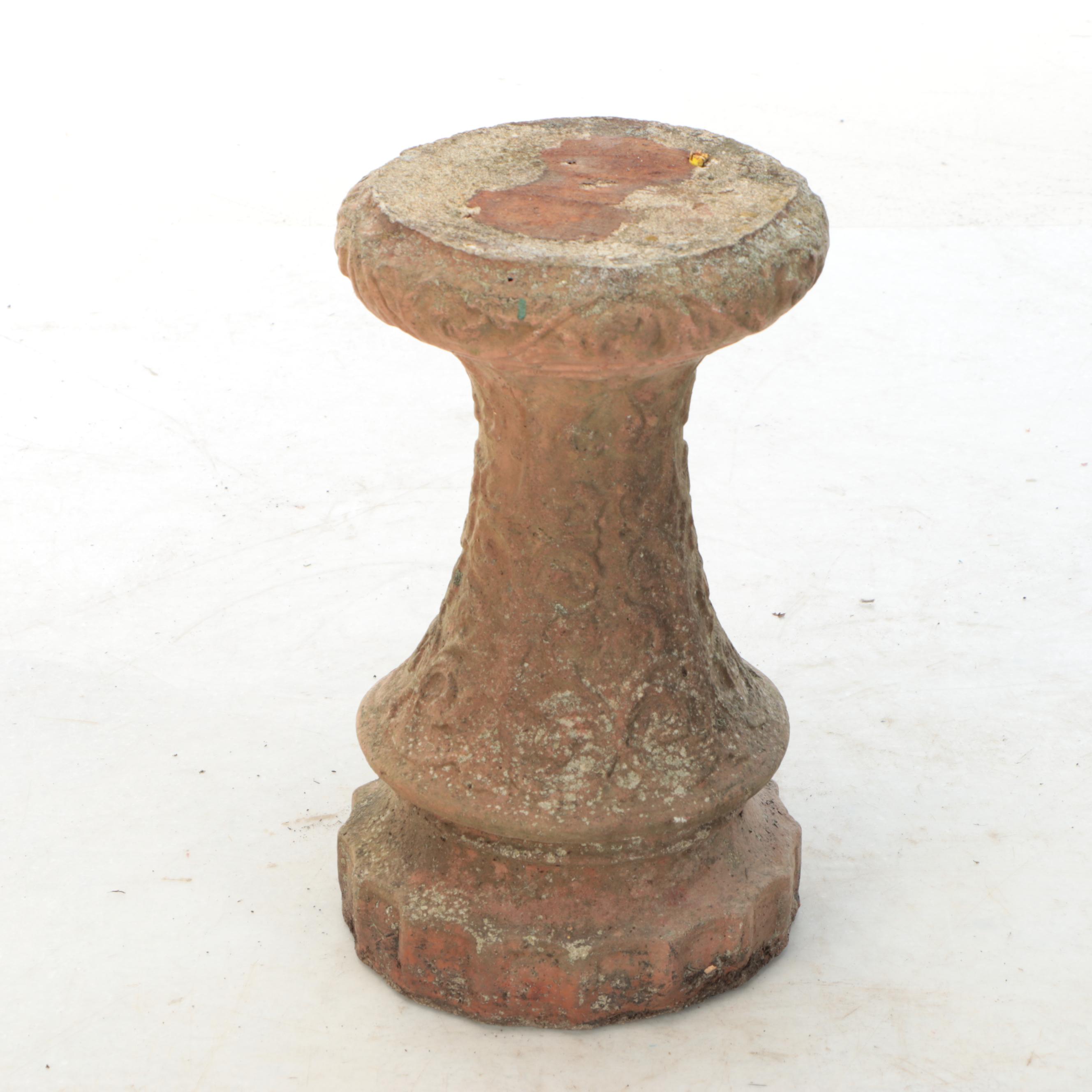 Terracotta Garden Pedestal with Wall Medallion