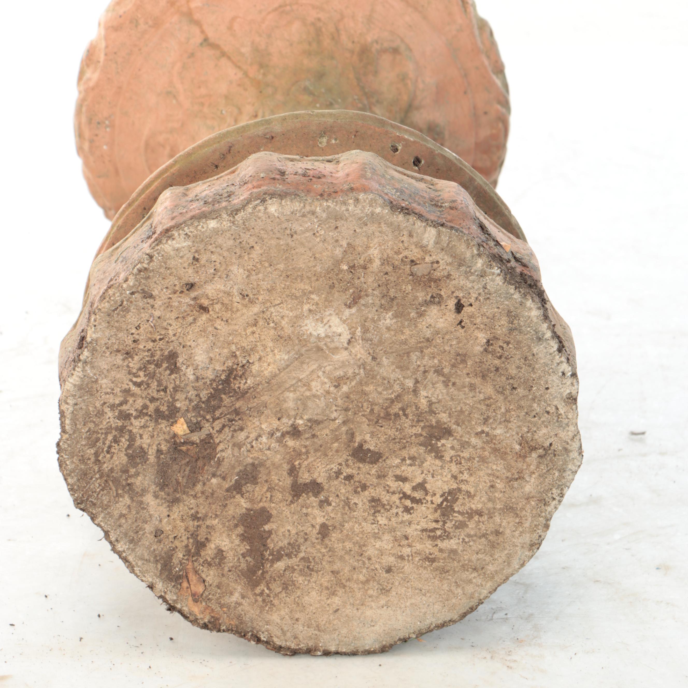 Terracotta Garden Pedestal with Wall Medallion