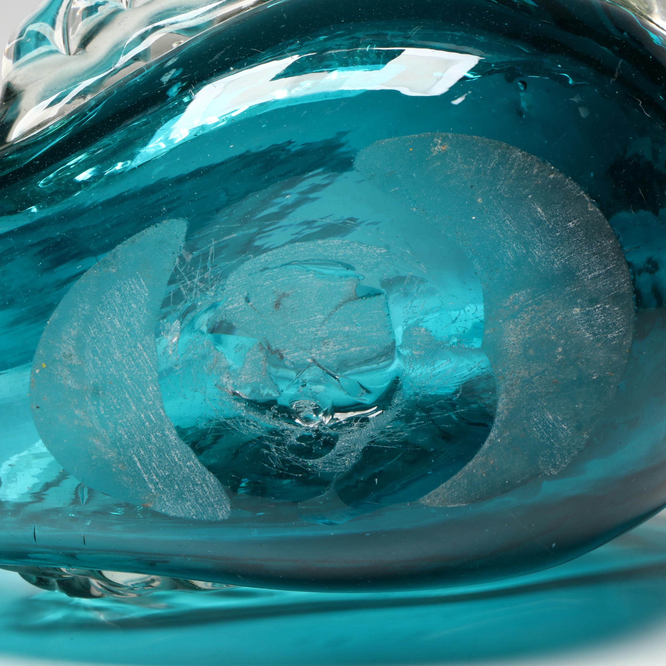 Murano Style Art Glass Aqua Blue Swan Figurine