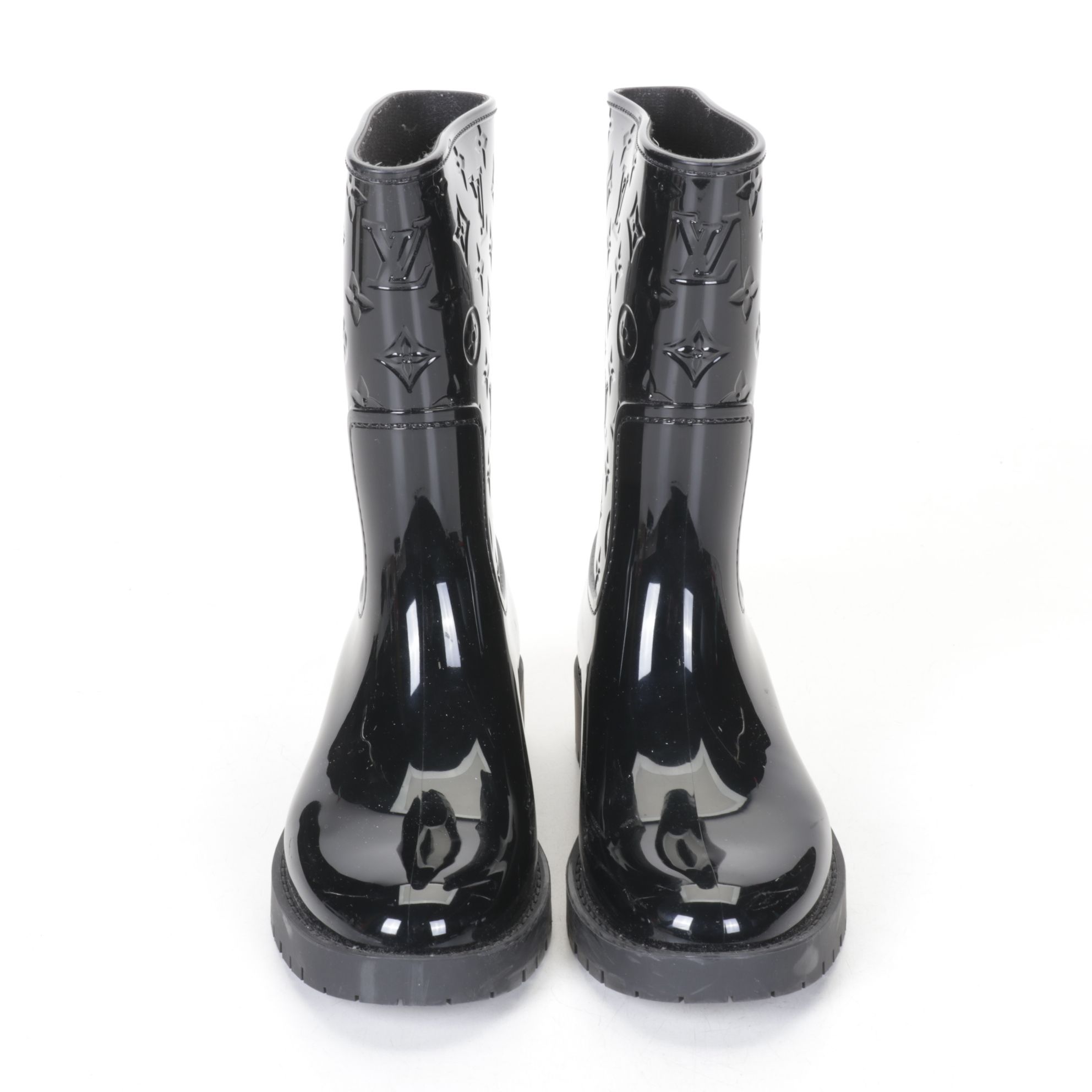 Louis Vuitton Black Monogram Rubber Rain Boots in Box, EU Size 40