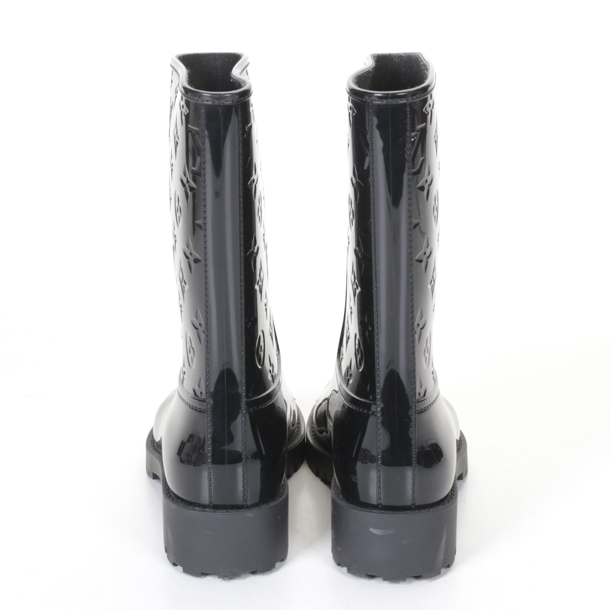 Louis Vuitton Black Monogram Rubber Rain Boots in Box, EU Size 40