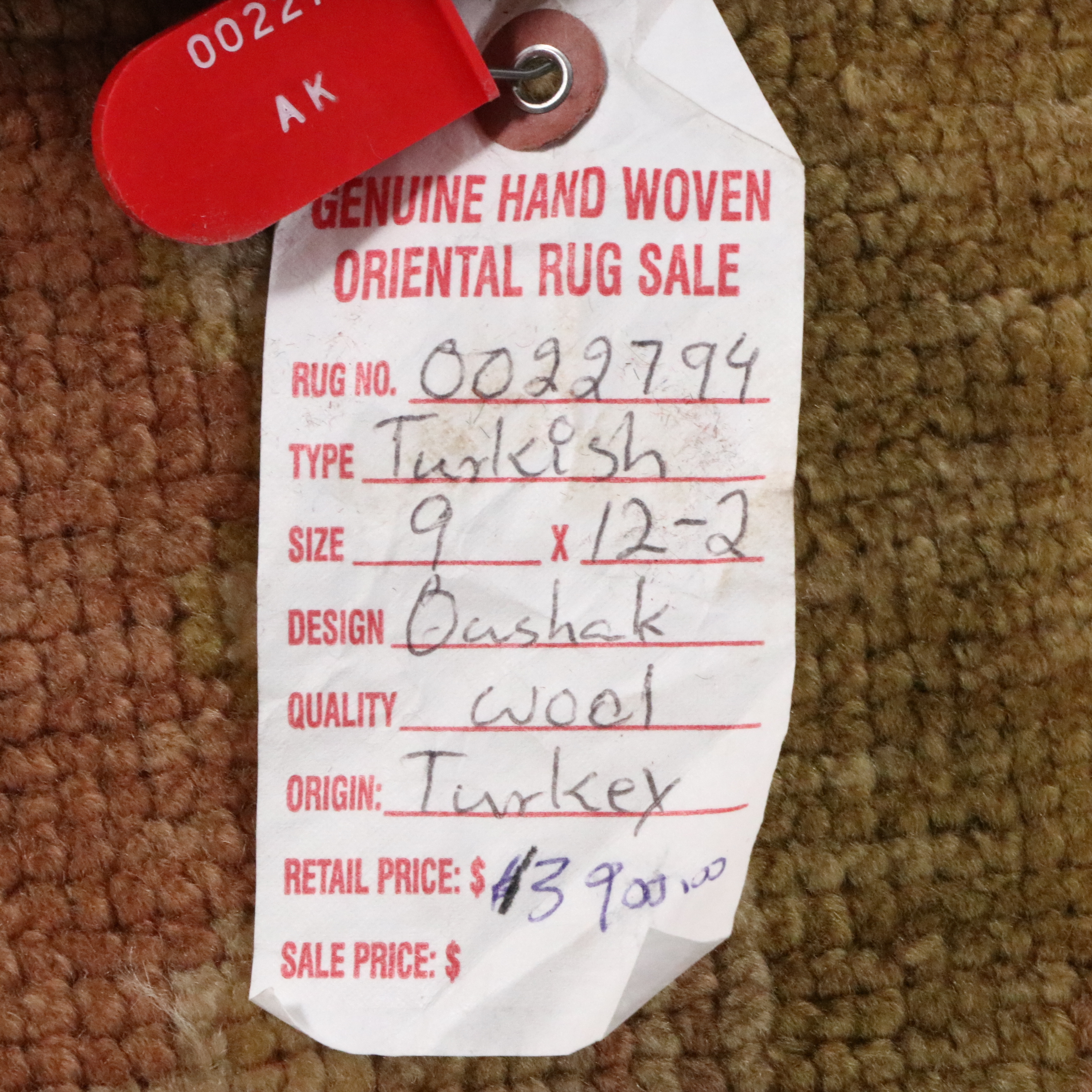 9'1 x 12'2 Hand-Knotted Turkish Oushak Room-Sized Rug