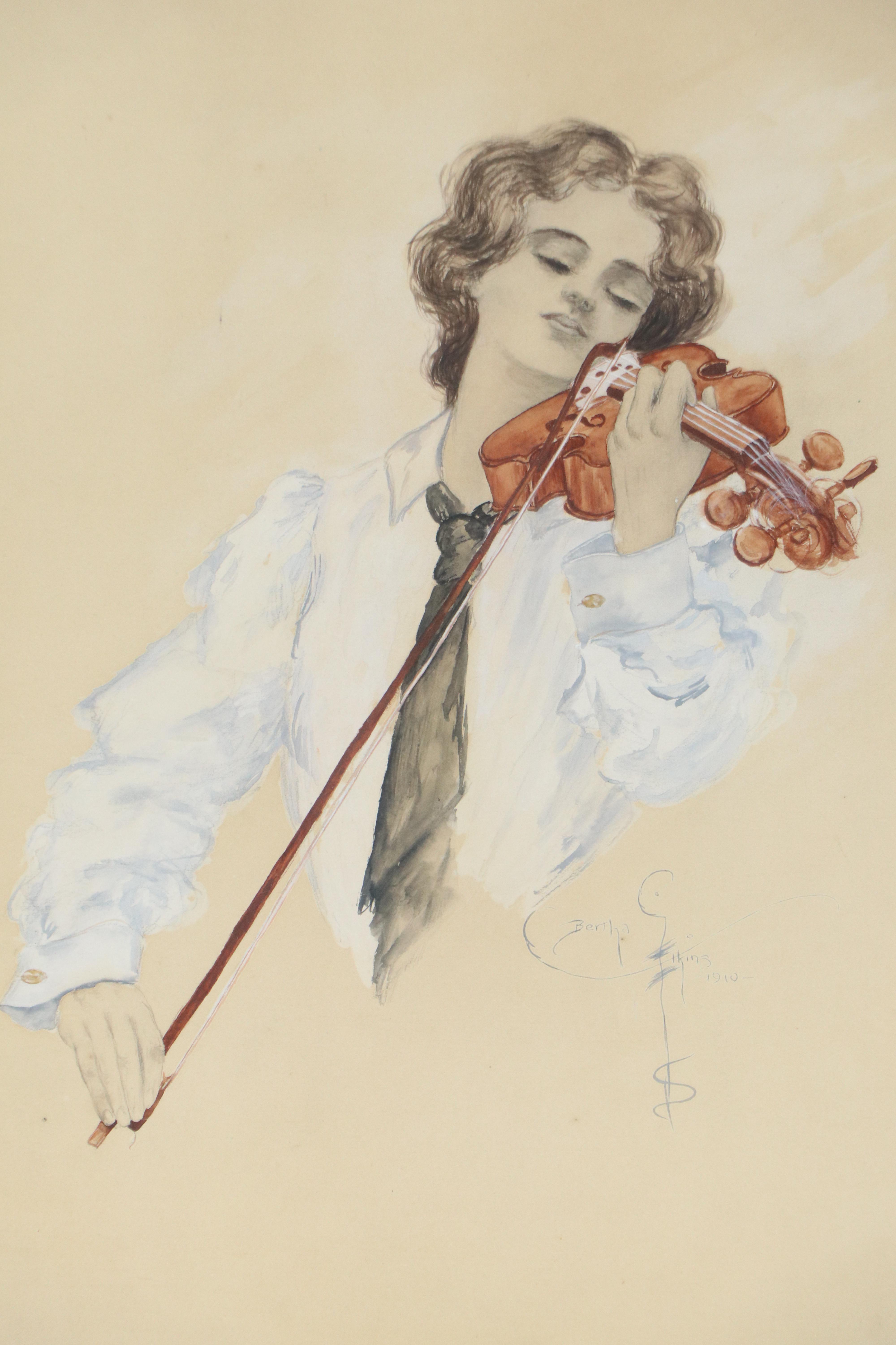 Copy Watercolor "The Artist" After Harrison Fisher, Early 20th Century