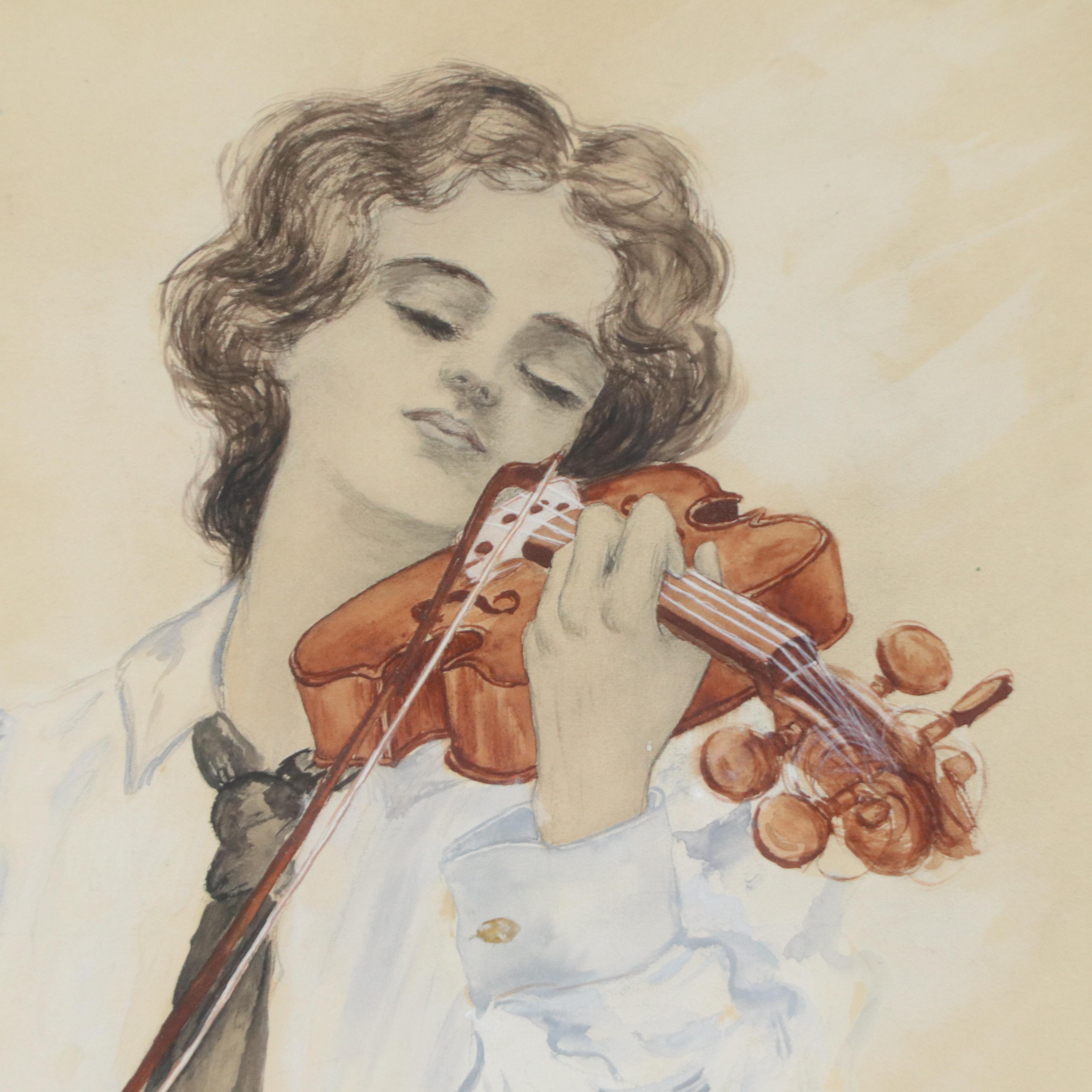 Copy Watercolor "The Artist" After Harrison Fisher, Early 20th Century