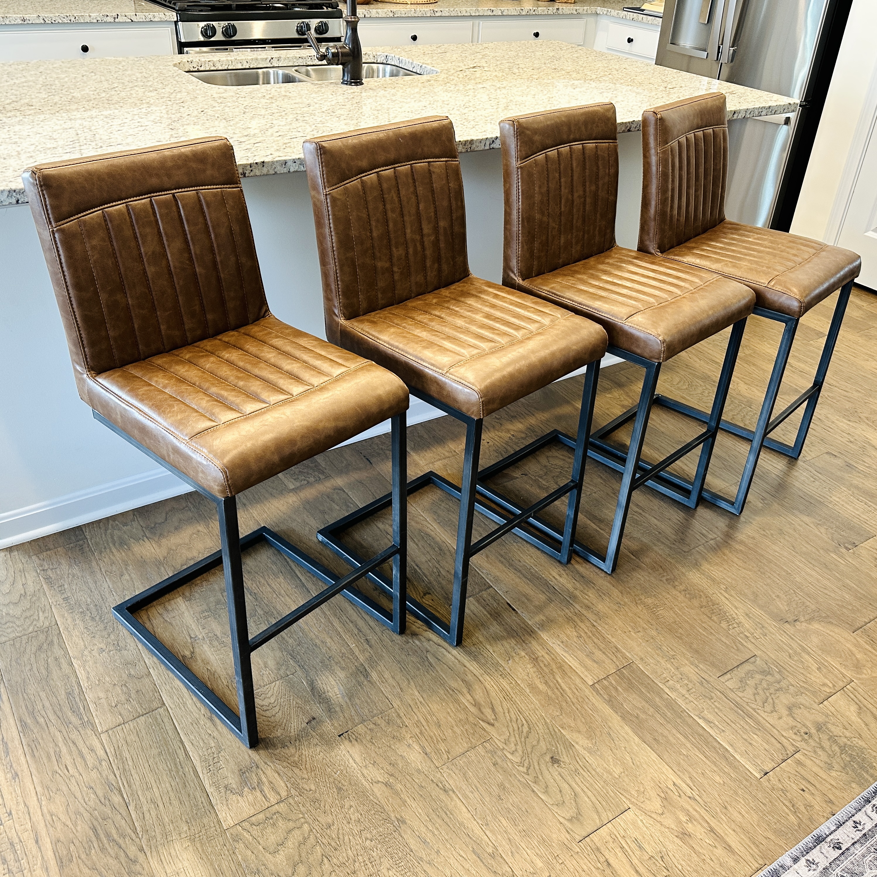 Set of Four New Pacific Direct "Ronan" Cantilevered Counter Stools