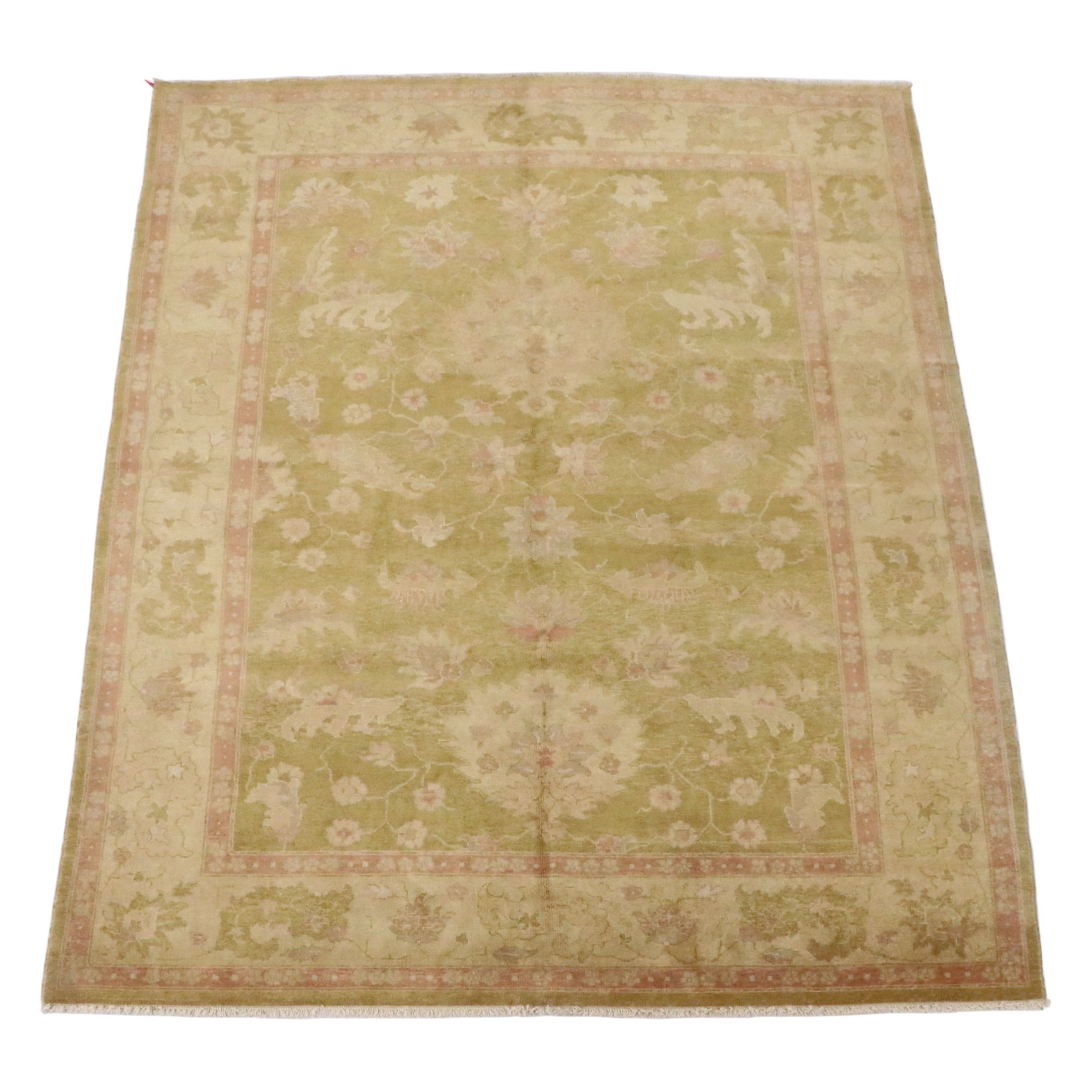 9'1 x 12'2 Hand-Knotted Turkish Oushak Room-Sized Rug