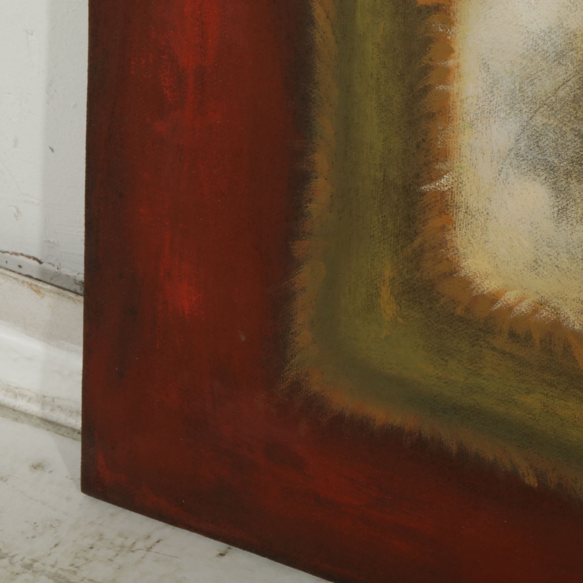 Abstract Oil Painting Composition of Nestled Squares in Complimentary Colors