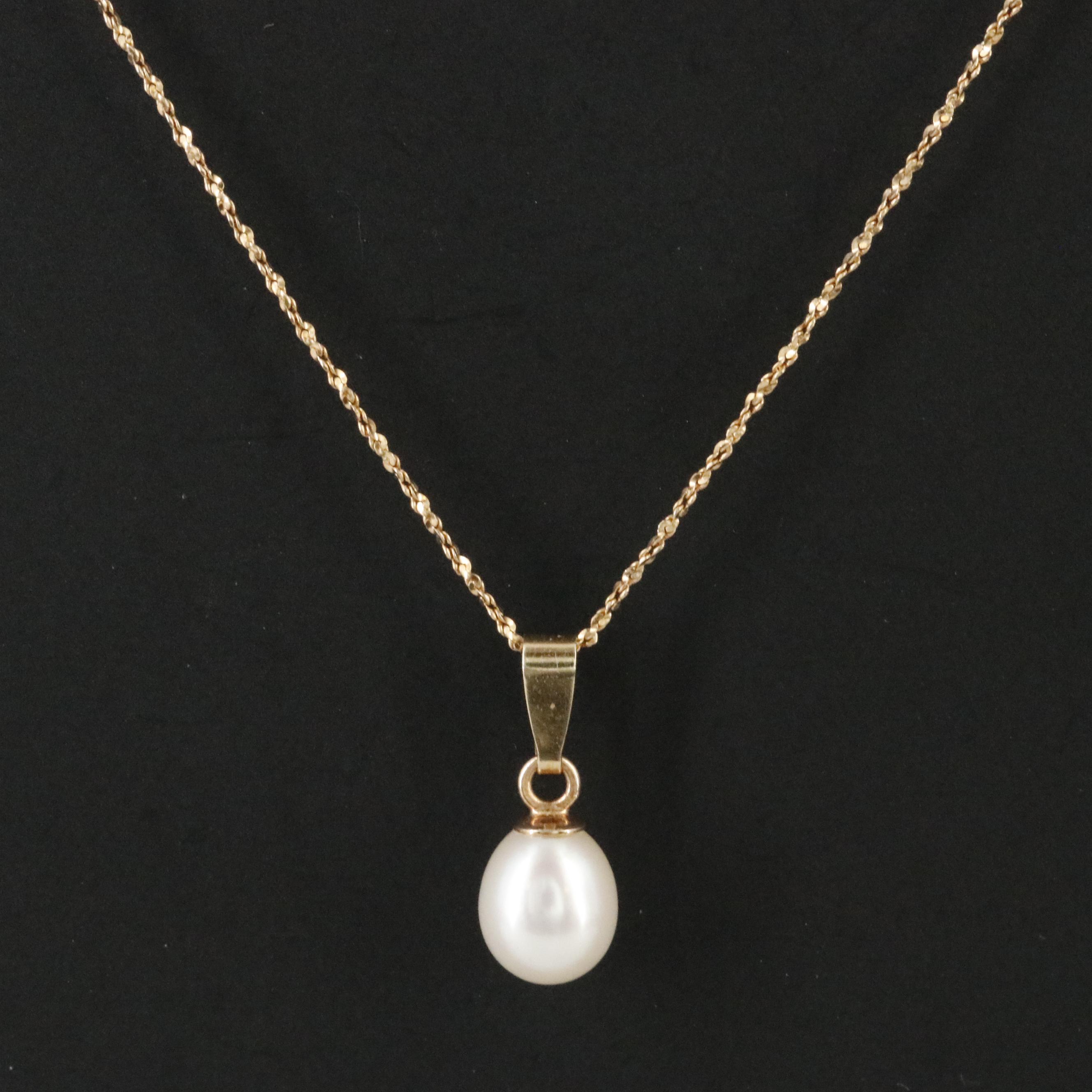 14K Pearl Pendant Necklace