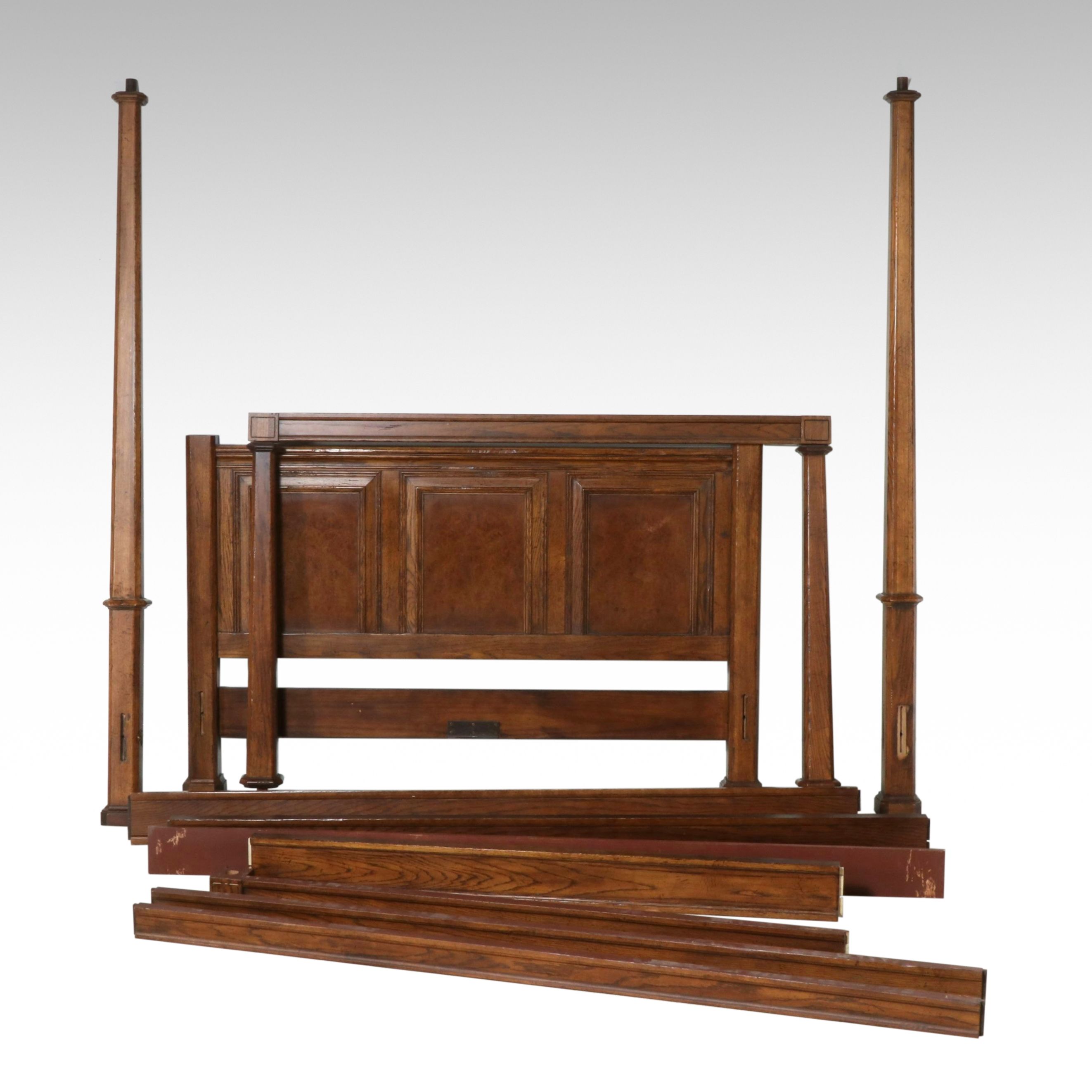 Baker Furniture Queen Size Oak Tester Bed