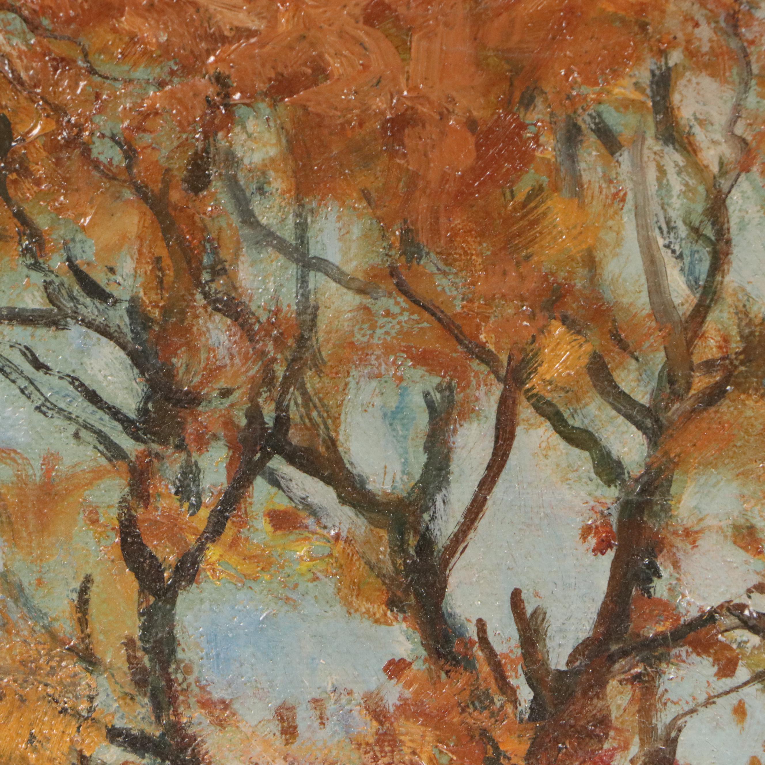 G. Carlier Landscape Oil Painting "Bords de la Meuse," 20th Century